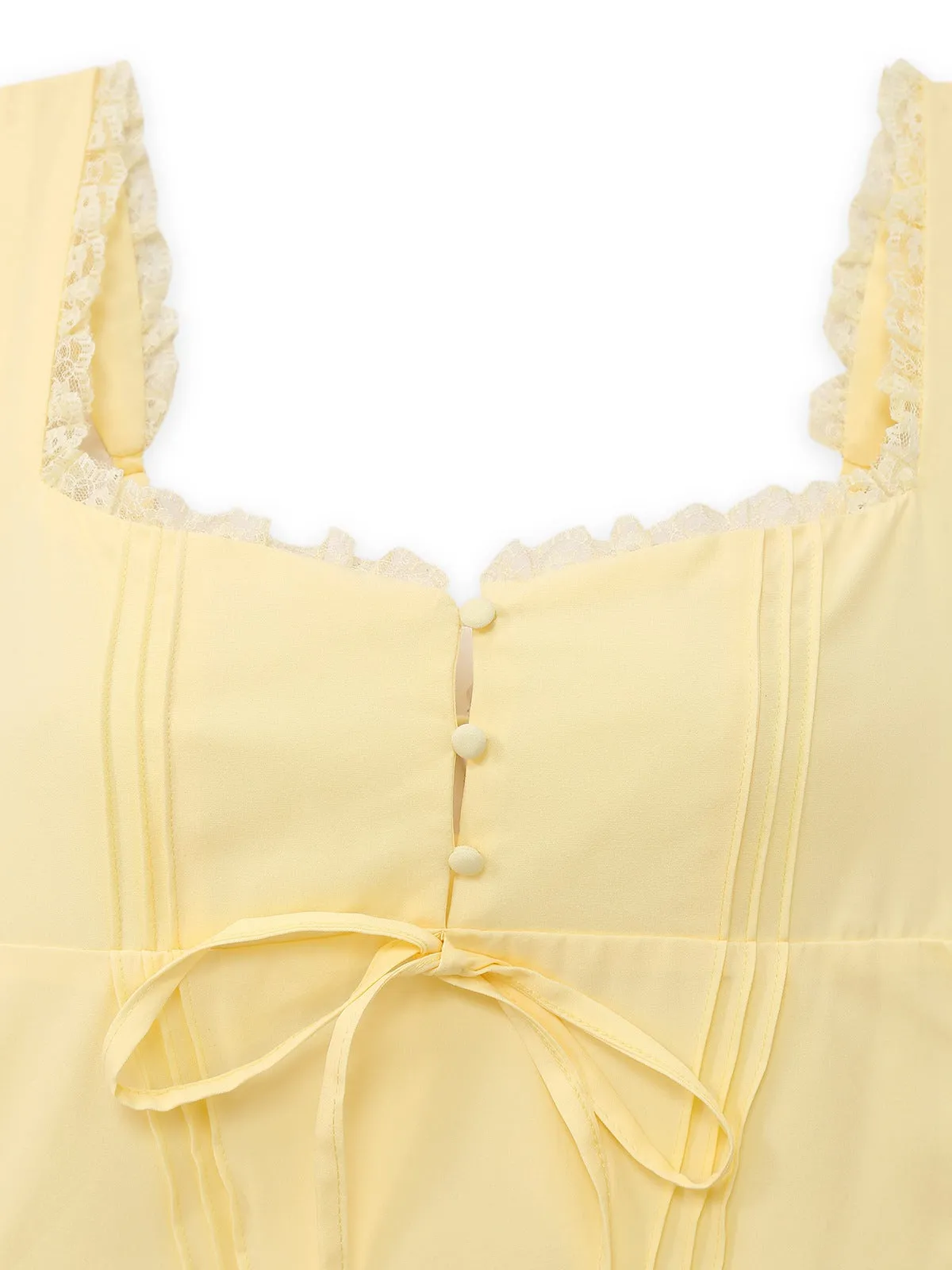 1960s Solid Lace Straps Lace-Up Skater Dress sold by Retro Stage product image thumbnail 4