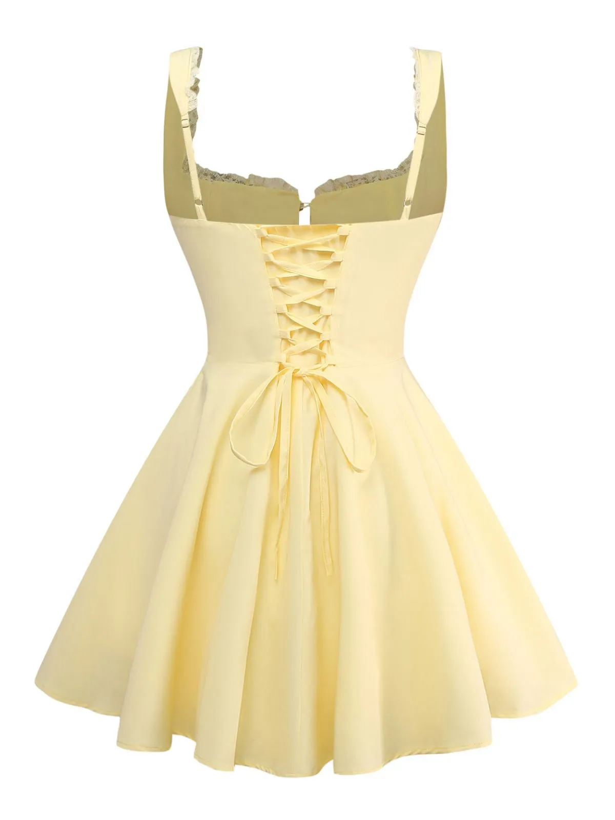 1960s Solid Lace Straps Lace-Up Skater Dress sold by Retro Stage product image thumbnail 3