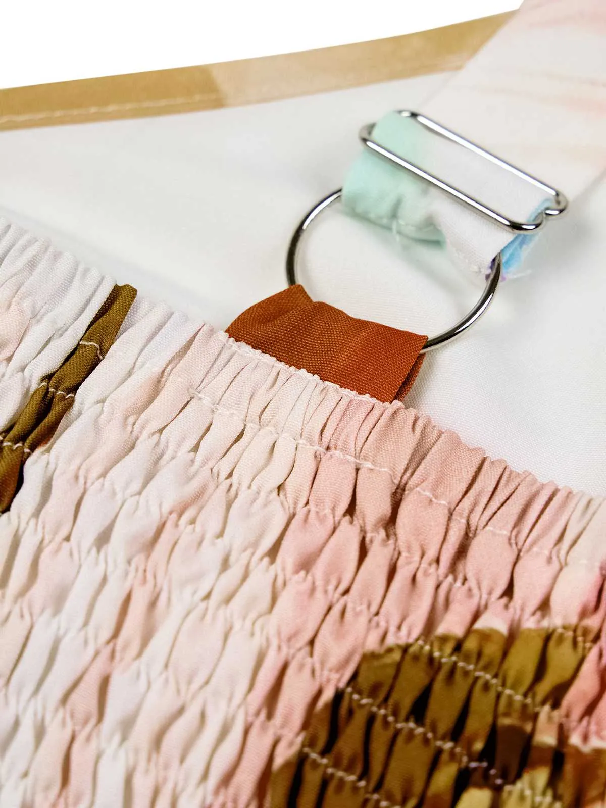 1970s Strap V-Neck Floral Smocked Jumpsuit sold by Retro Stage product image thumbnail 3