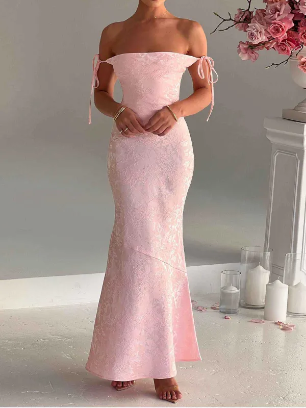 1930s Strap Floral Jacquard Mermaid Dress sold by Retro Stage