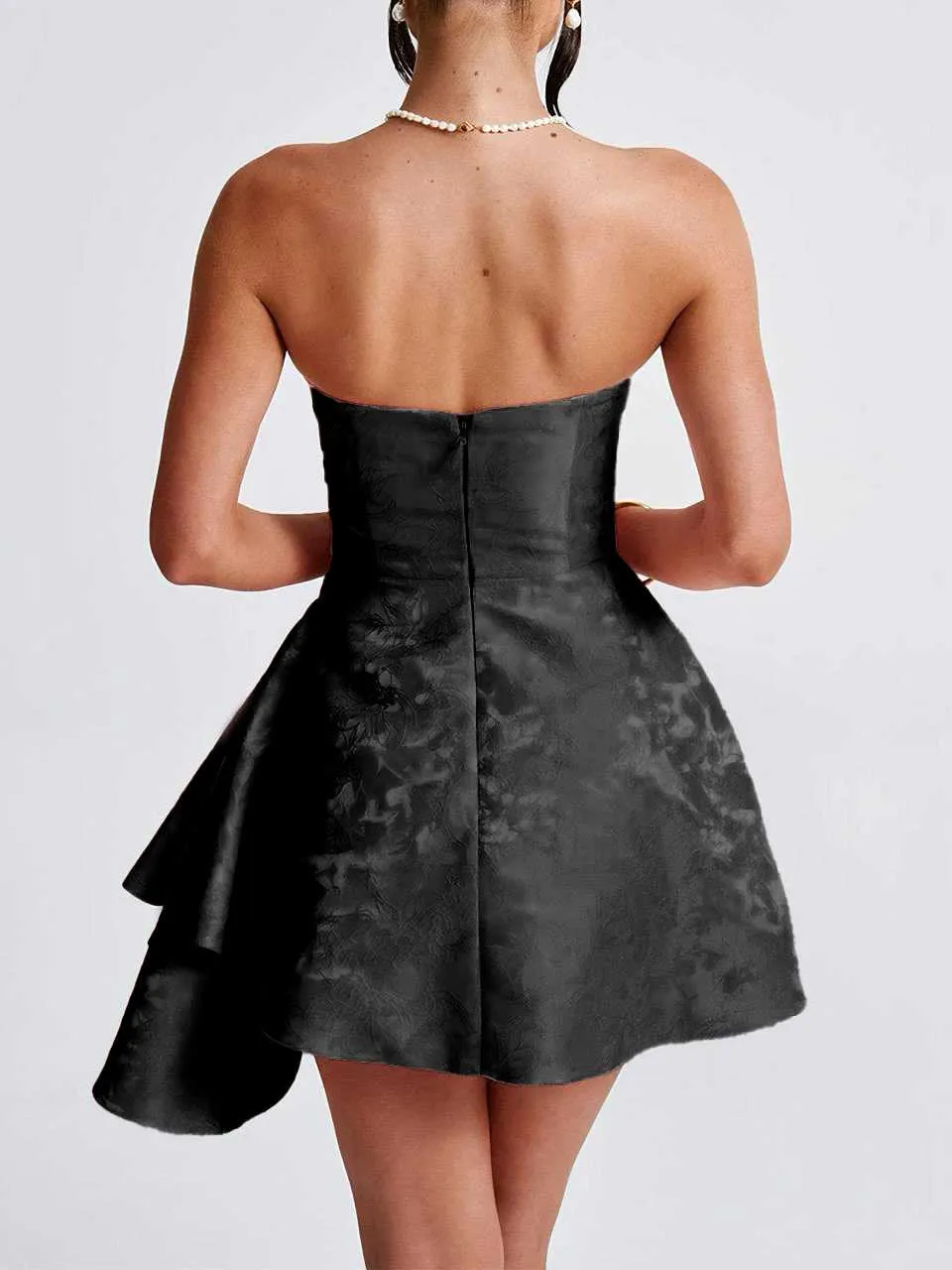 1970s Strapless Roses Jacquard Dress sold by Retro Stage product image thumbnail 4