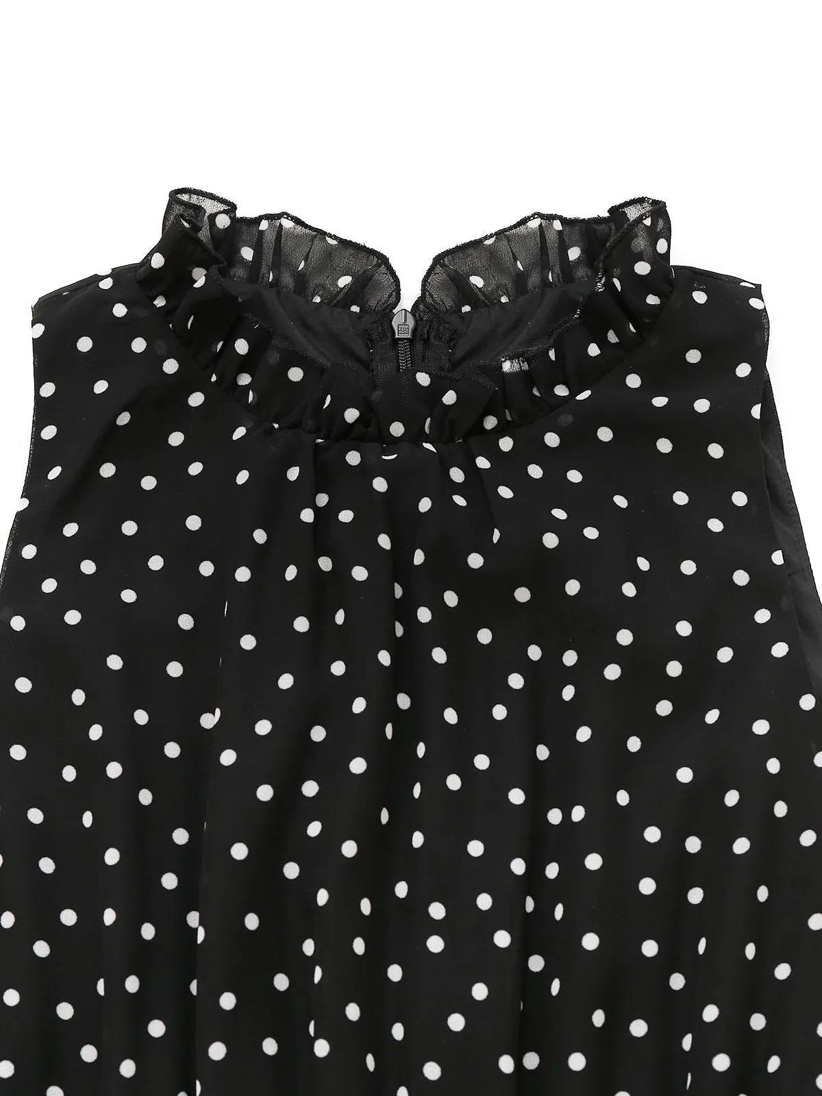 Black 1930s Polka Dots Chiffon Sleeveless Dress sold by Retro Stage product image thumbnail 3