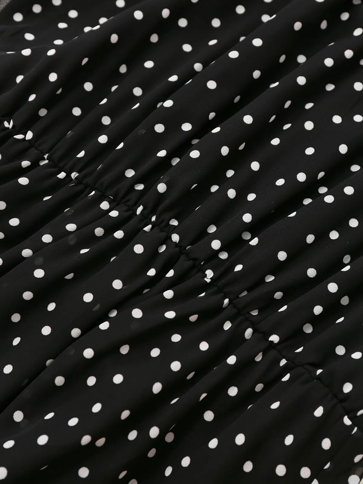 Black 1930s Polka Dots Chiffon Sleeveless Dress sold by Retro Stage product image thumbnail 4