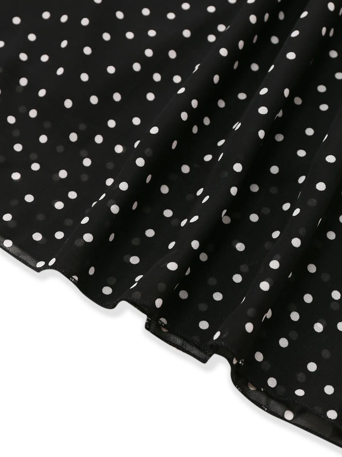 Black 1930s Polka Dots Chiffon Sleeveless Dress sold by Retro Stage product image thumbnail 5