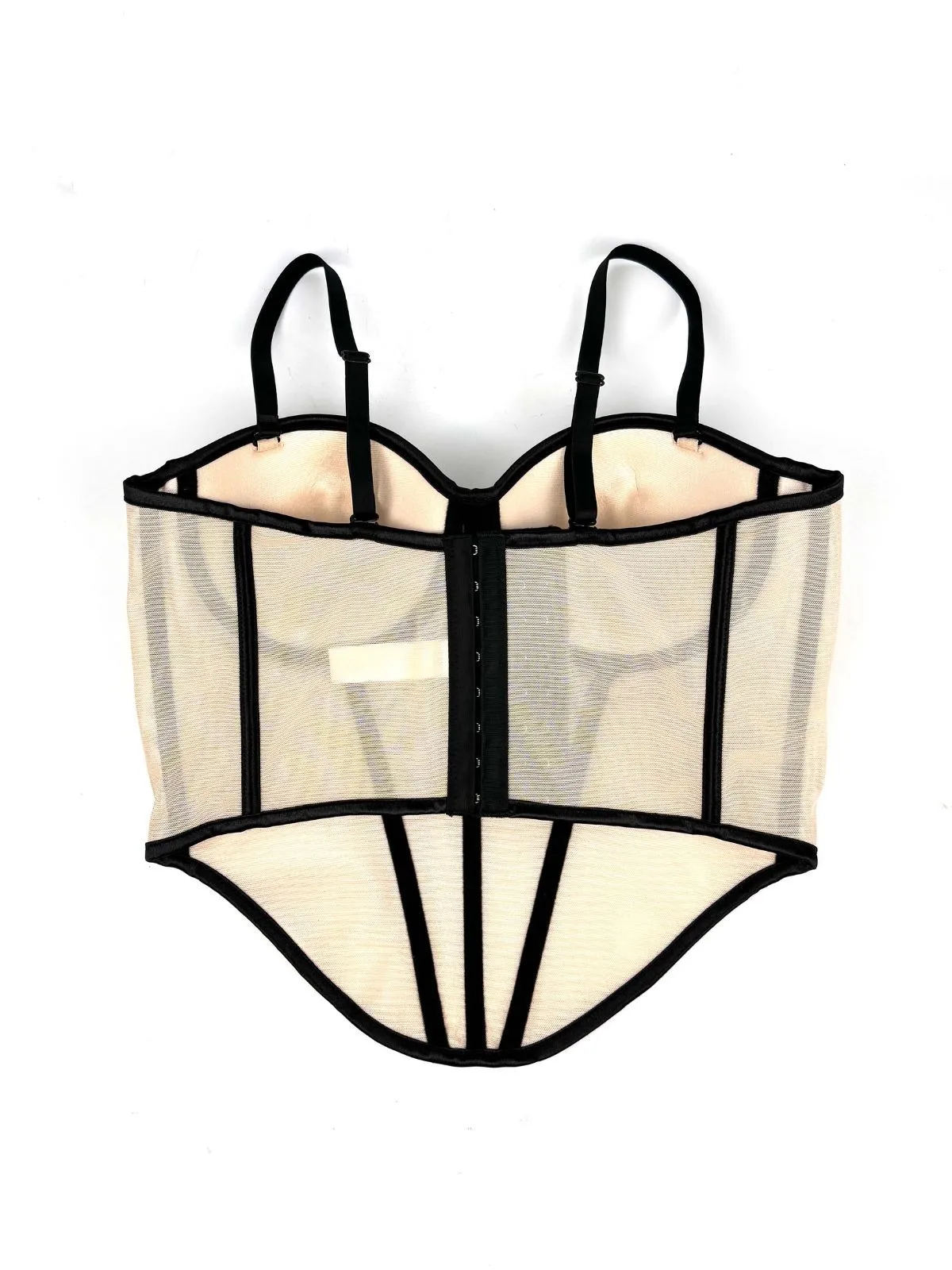 Beige 1980s Sheer Steampunk Herringbone Corset sold by Retro Stage product image thumbnail 4