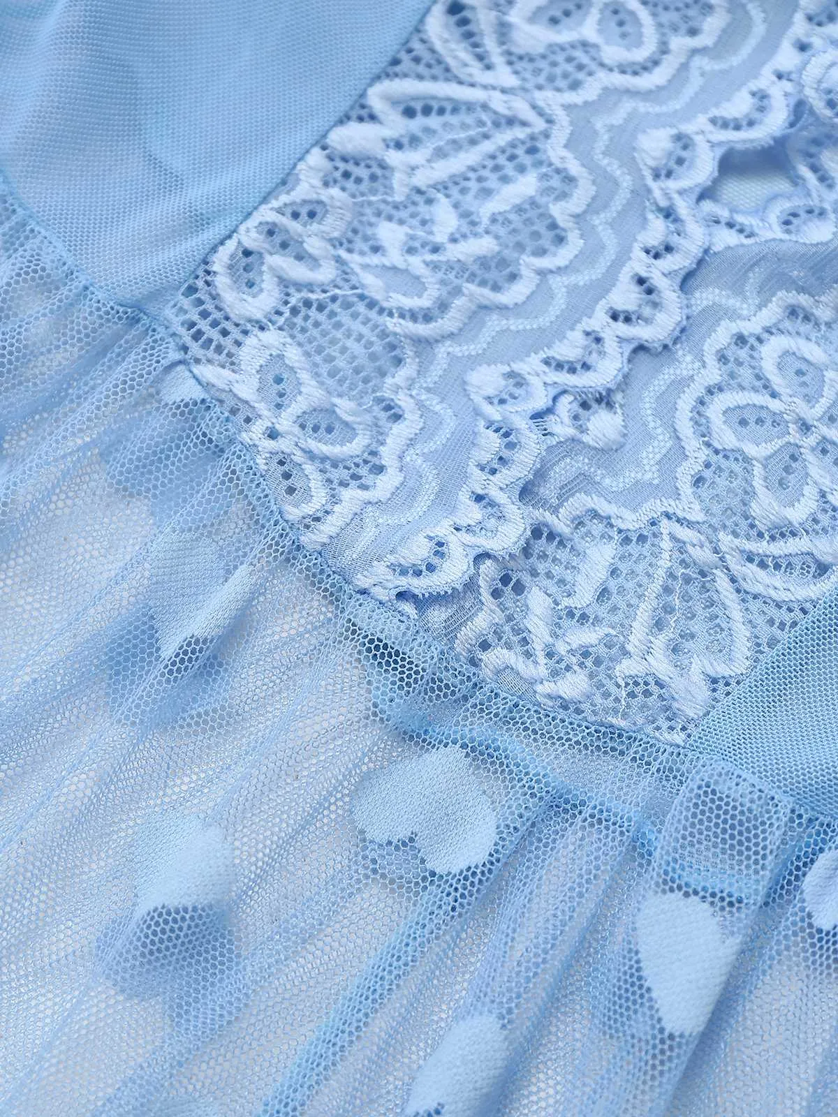 Light Blue 1930s Strap Lace Heart Nightgown sold by Retro Stage product image thumbnail 3