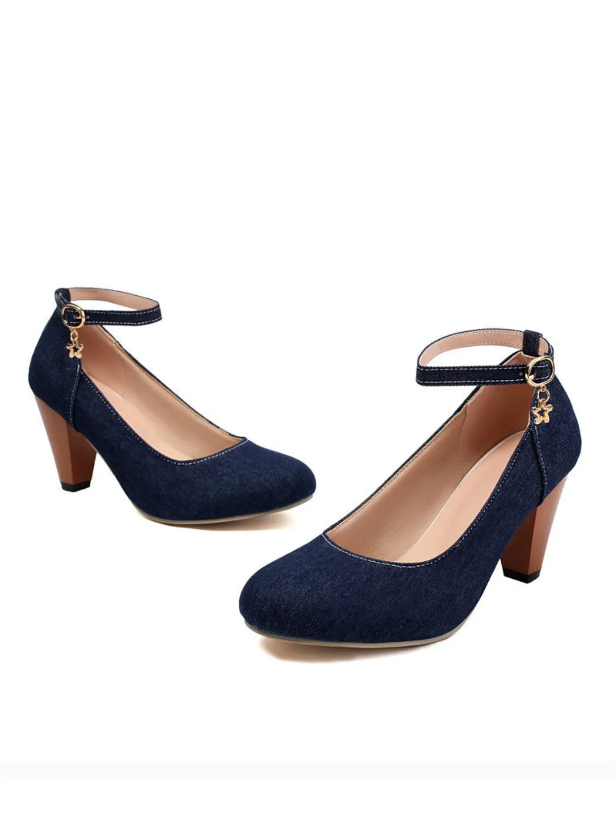 Denim Buckle Mary Janes Chunky Heels sold by Retro Stage product image thumbnail 2