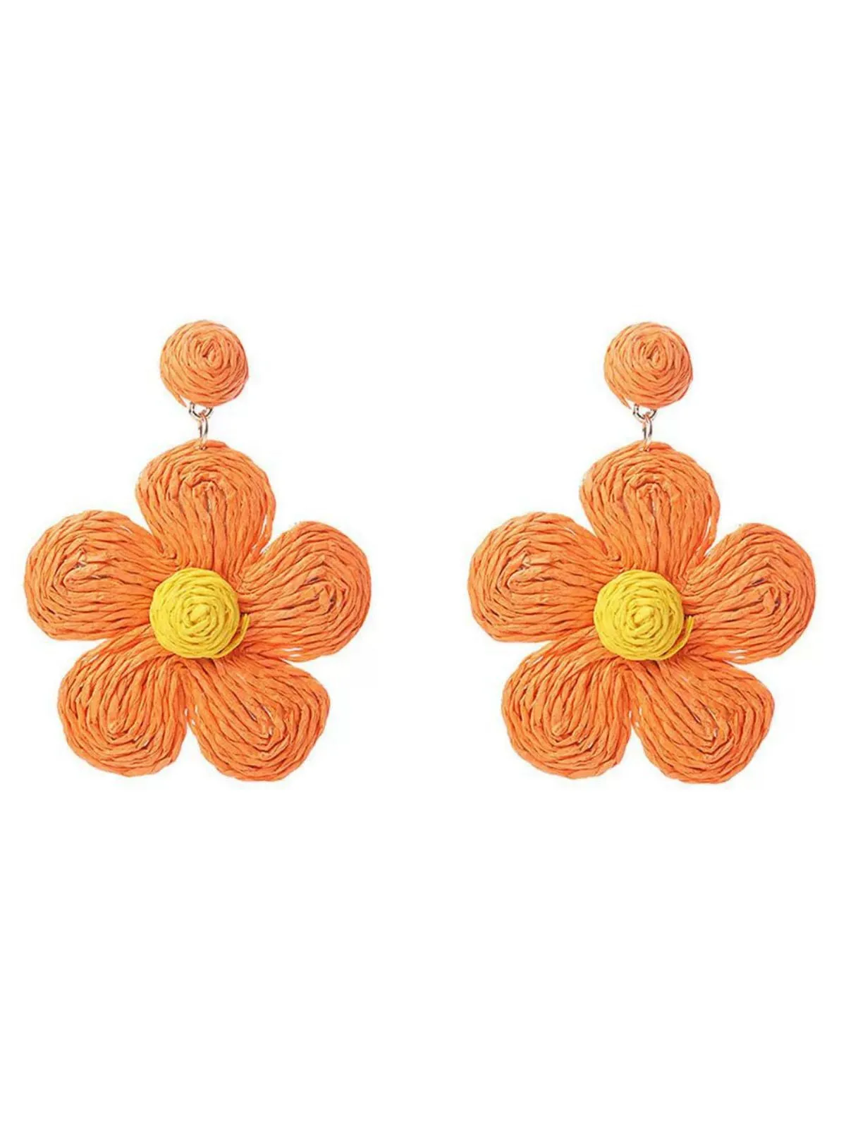 Boho Ruffia Strass Flower Pendant Earrings sold by Retro Stage product image thumbnail 3