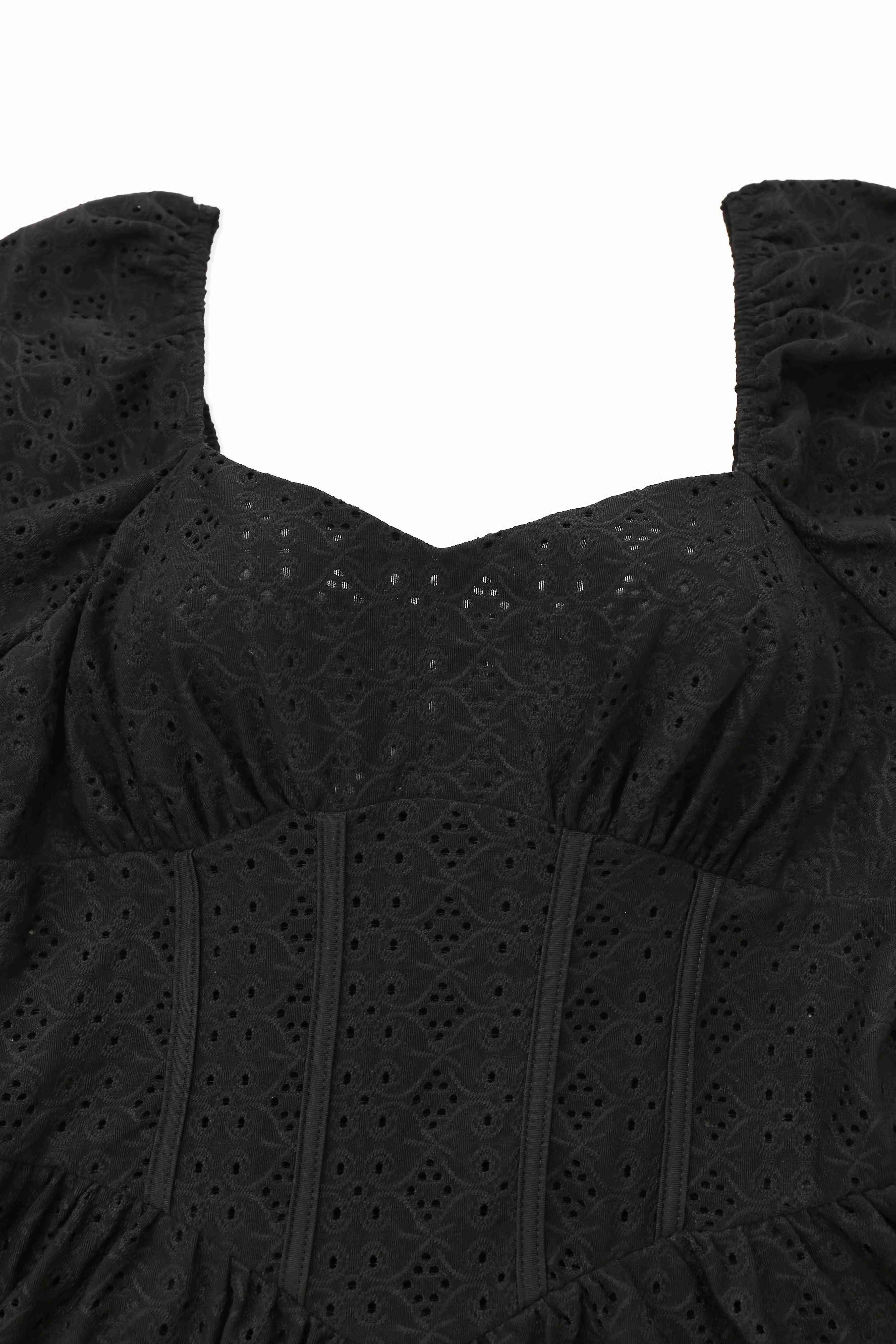 Black 1950s Puff Corset Hollow Knit Dress sold by Retro Stage product image thumbnail 3