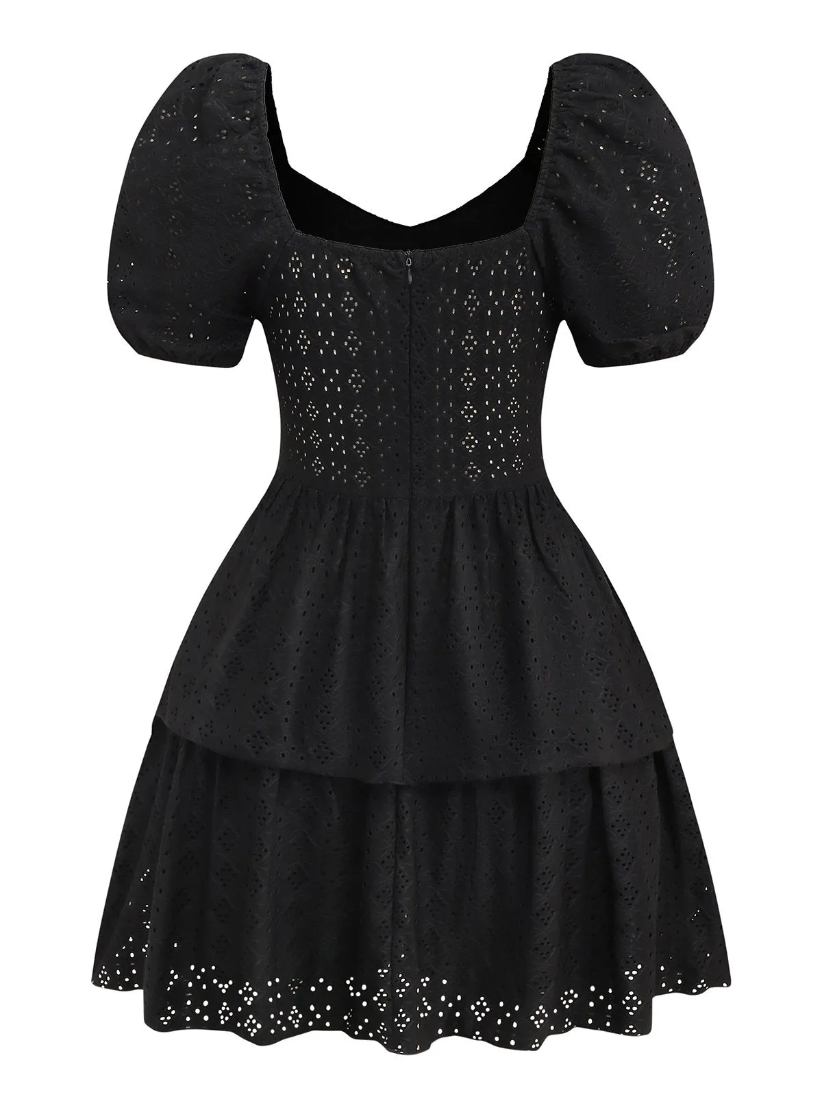 Black 1950s Puff Corset Hollow Knit Dress sold by Retro Stage product image thumbnail 2