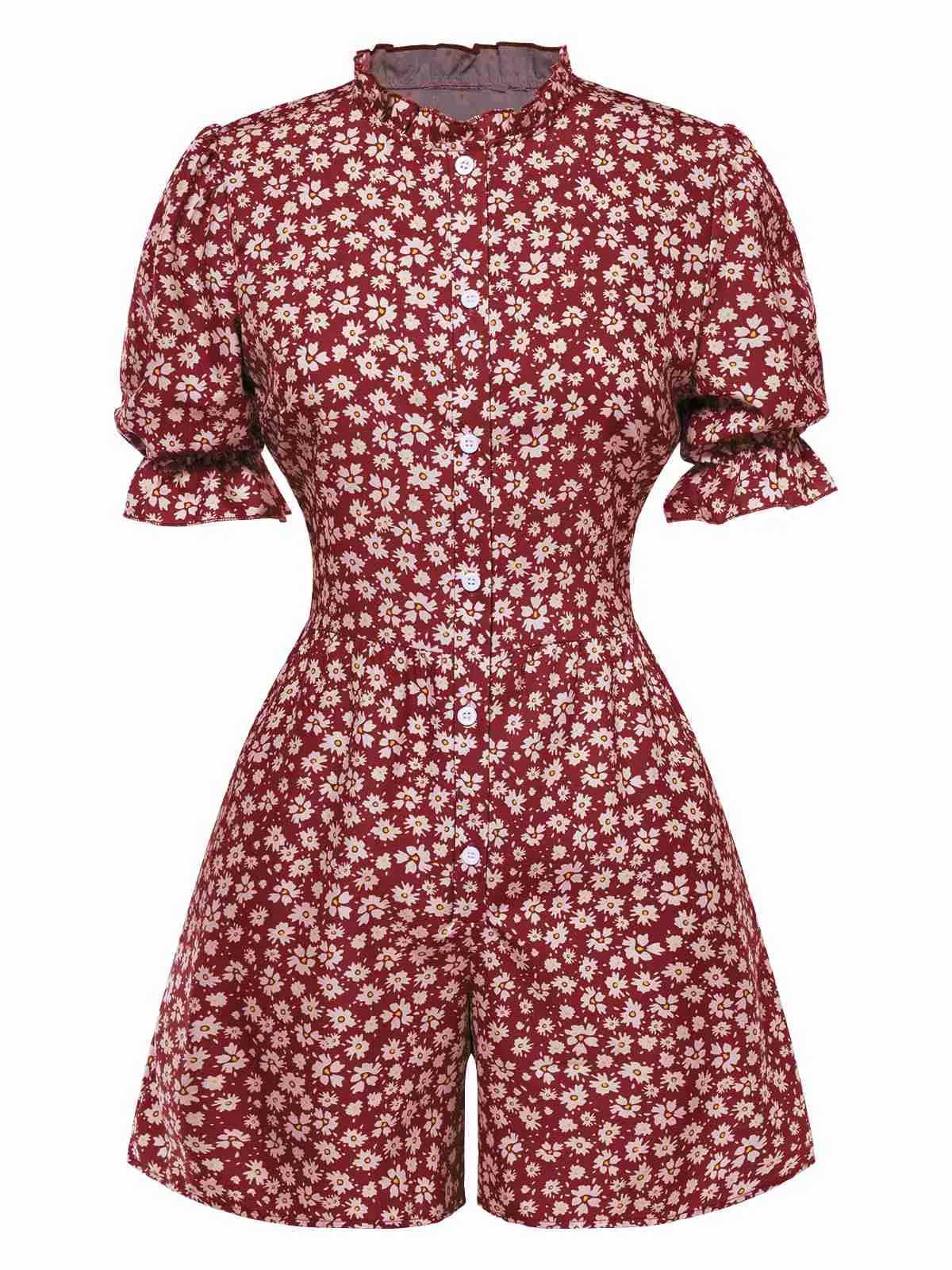 1940s Daisy Pleats Collar Puff Sleeves Romper sold by Retro Stage product image thumbnail 3