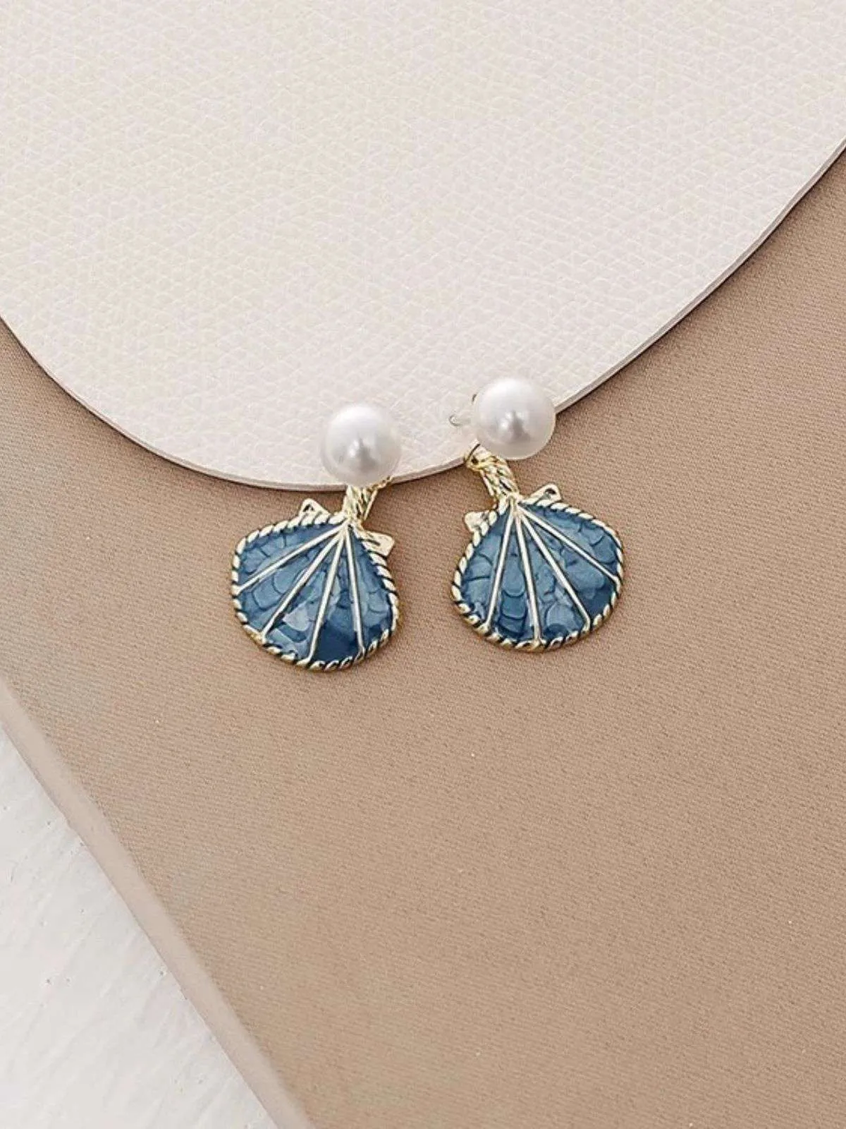 Vintage Blue Shell Pearl Earrings sold by Retro Stage product image thumbnail 3