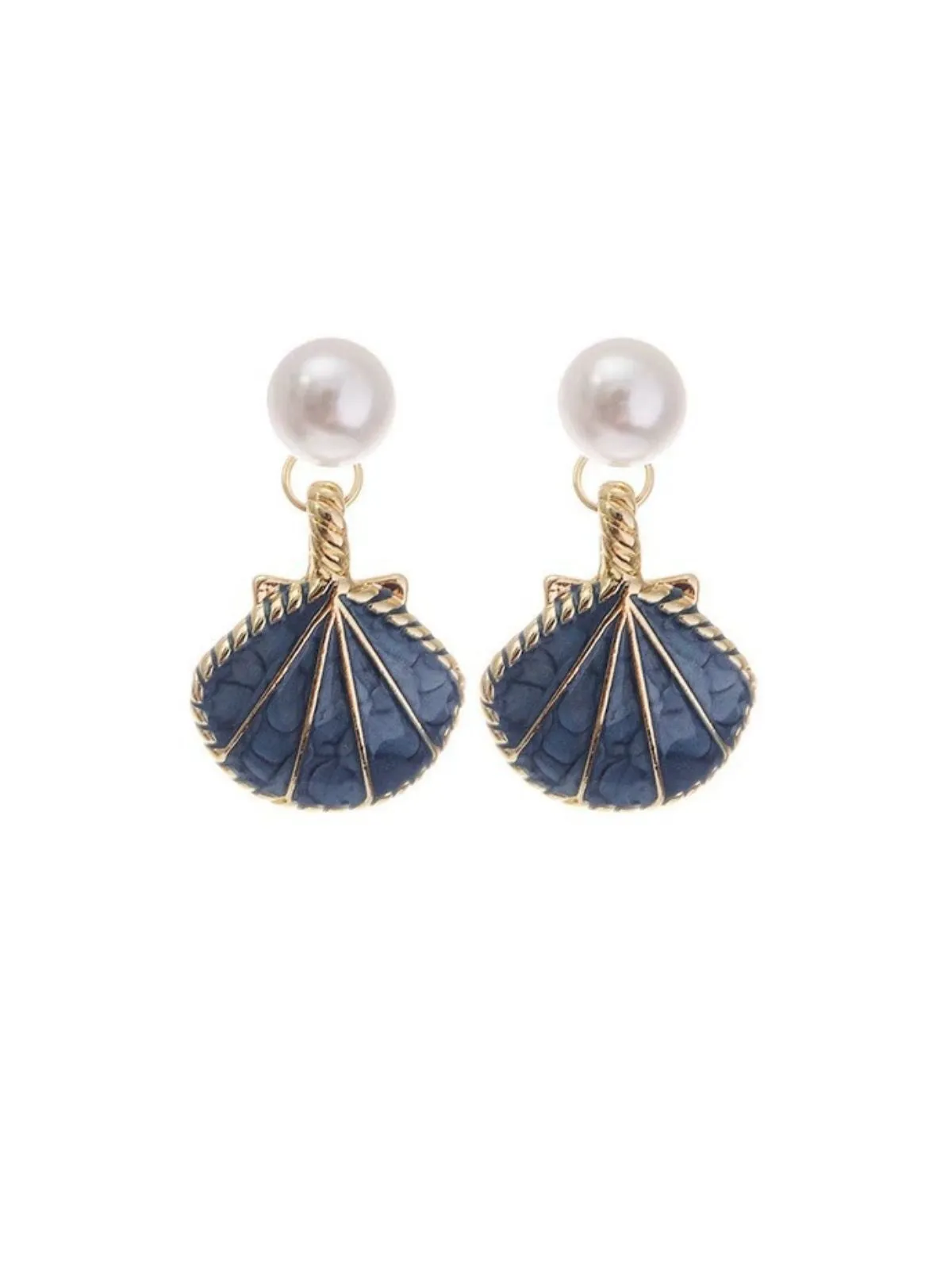 Vintage Blue Shell Pearl Earrings sold by Retro Stage