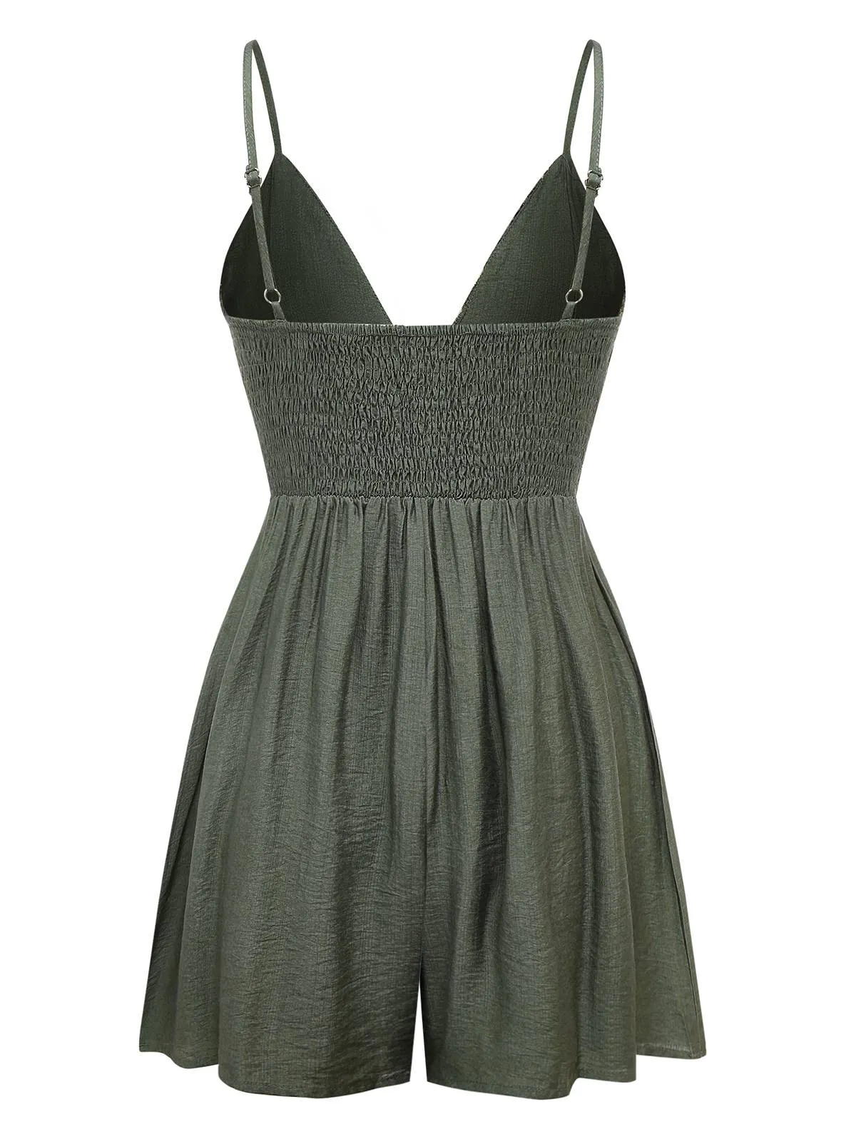 Dark Green 1950s Embroidery Patchwork Smocked Romper sold by Retro Stage product image thumbnail 2