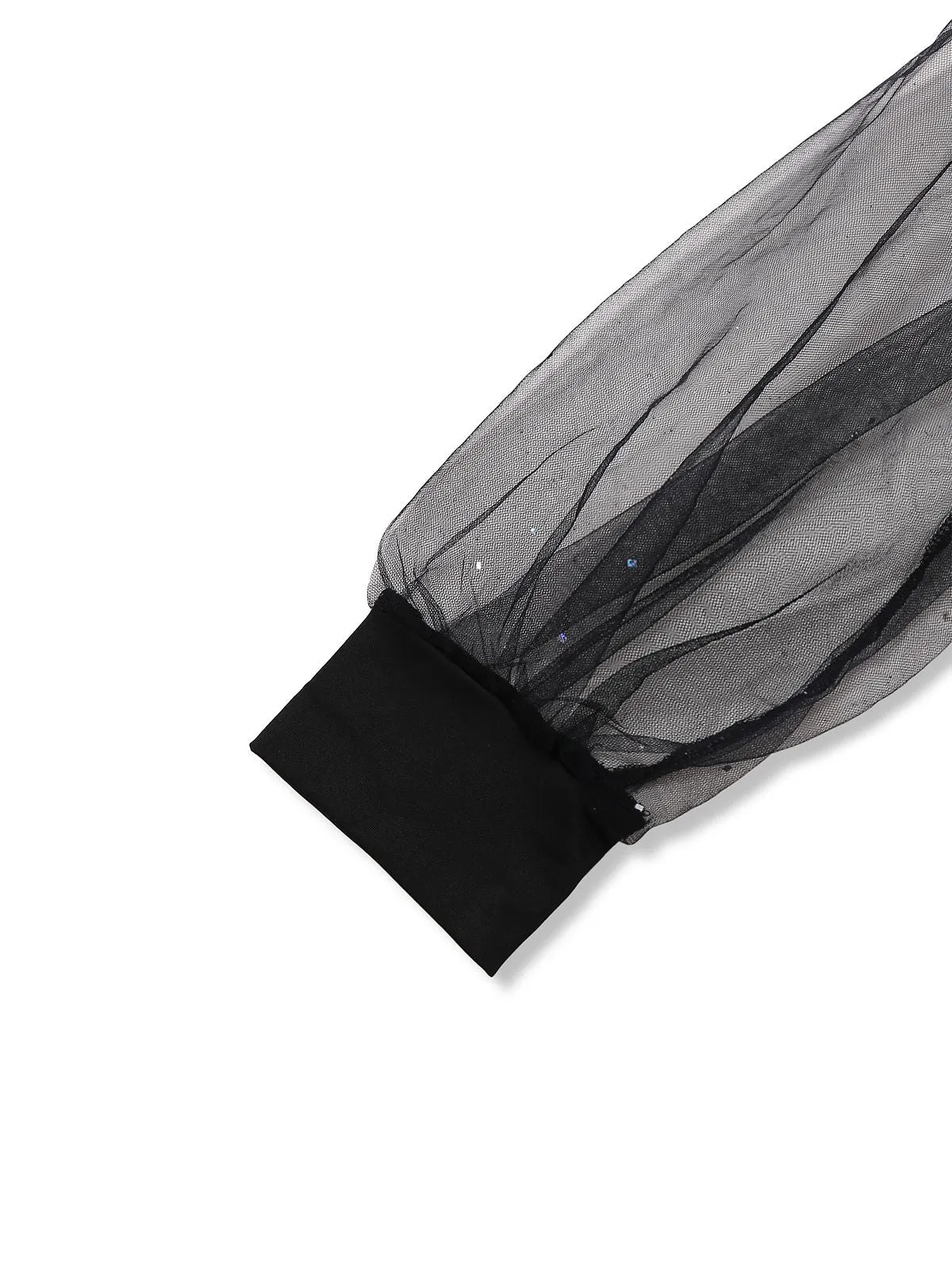 Black 1930s Solid V-Neck Sequined Irregular Hem Dress sold by Retro Stage product image thumbnail 4