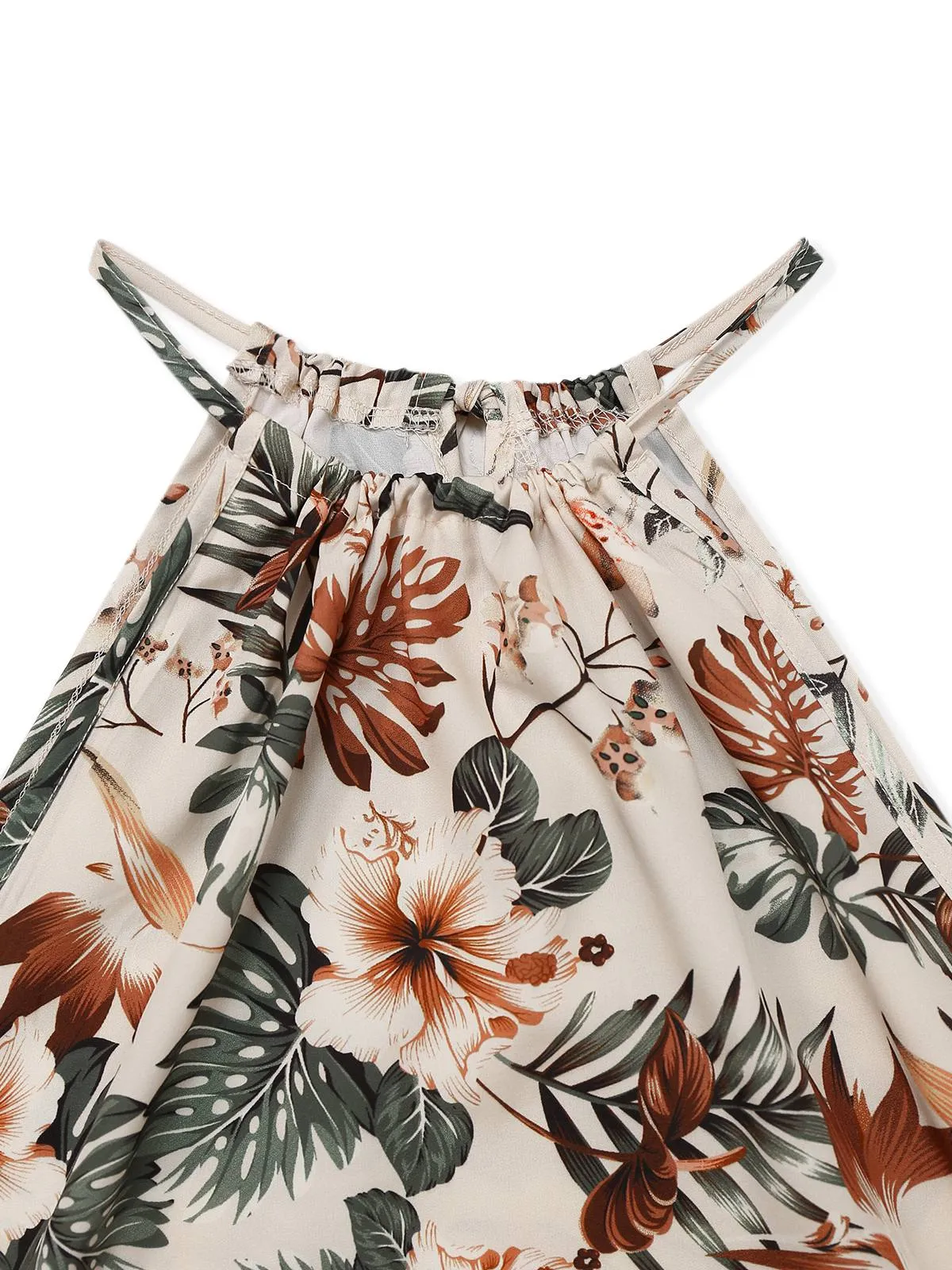 2PCS Green 1950s Tropical Plants Halter Top & Textured Pants sold by Retro Stage product image thumbnail 3