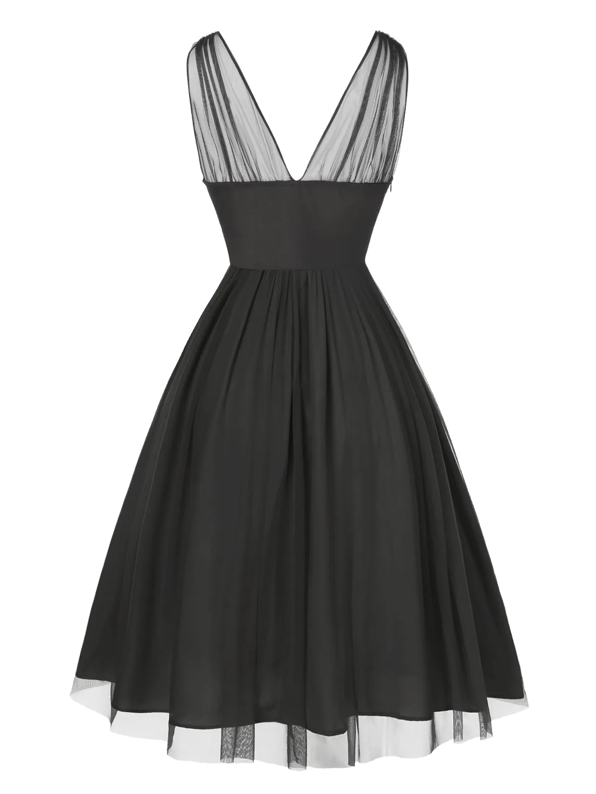 Black 1950s Lace Floral Mesh Swing Dress sold by Retro Stage product image thumbnail 4