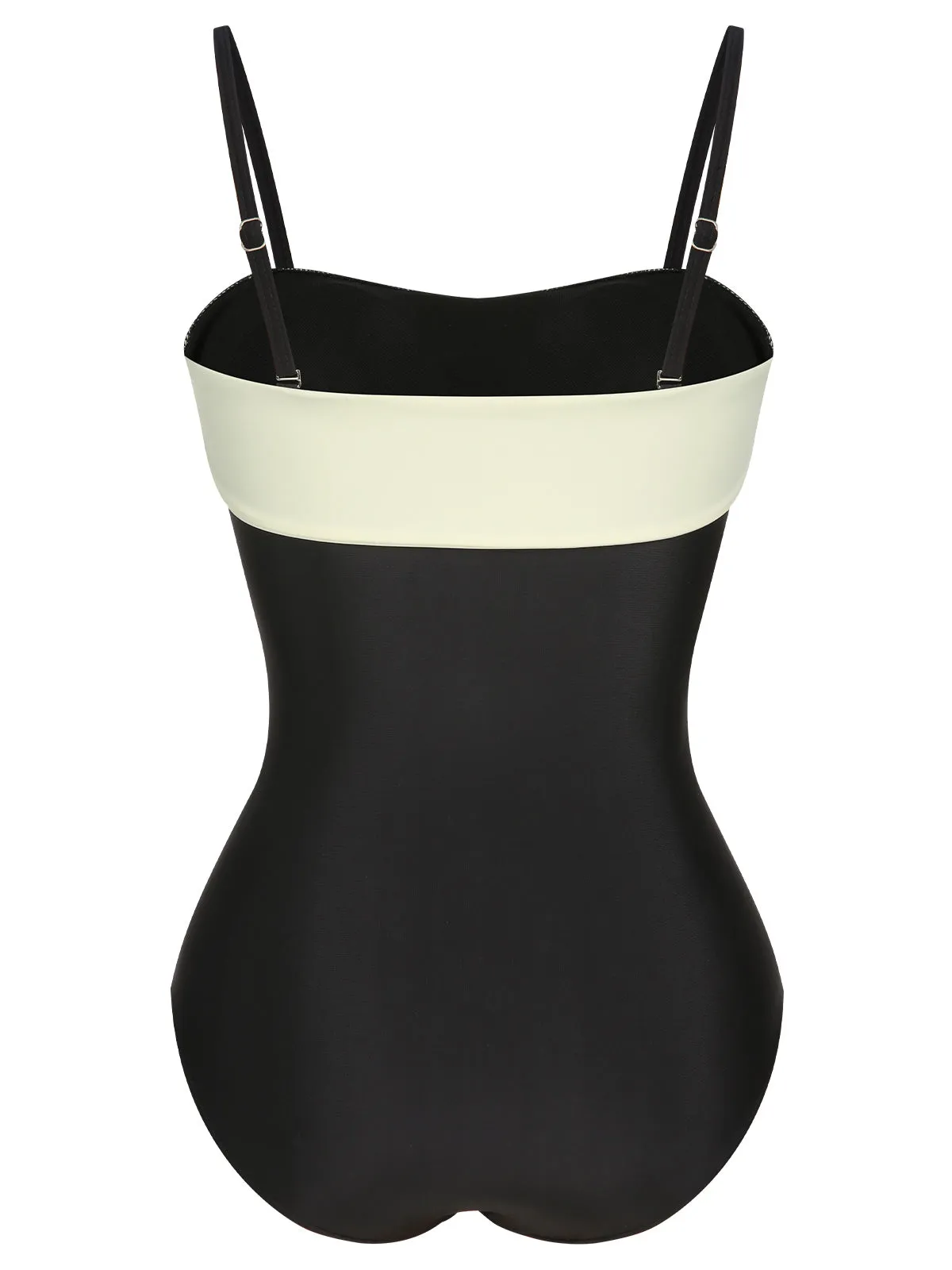 Black White 1950s Solid Bandeau Swimsuit sold by Retro Stage product image thumbnail 3