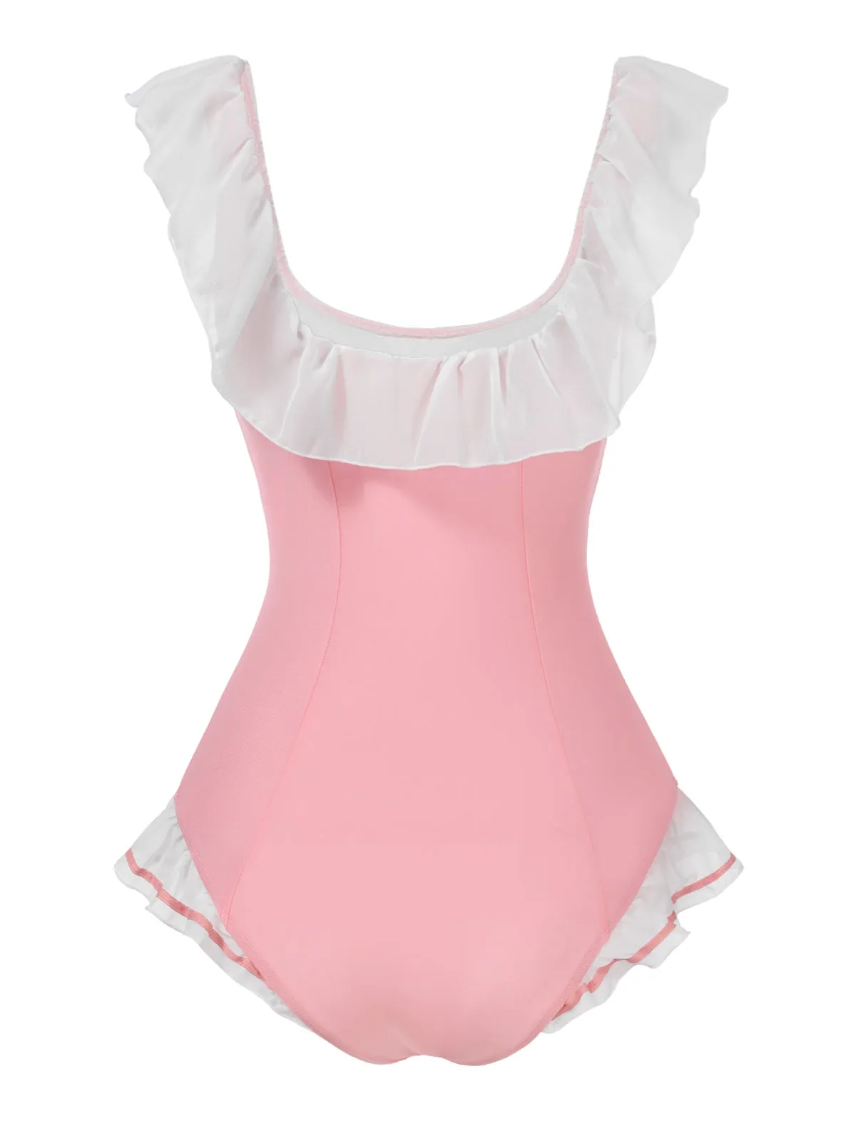 Pink 1950s Bowknot Lapel One-Piece Swimsuit sold by Retro Stage product image thumbnail 5