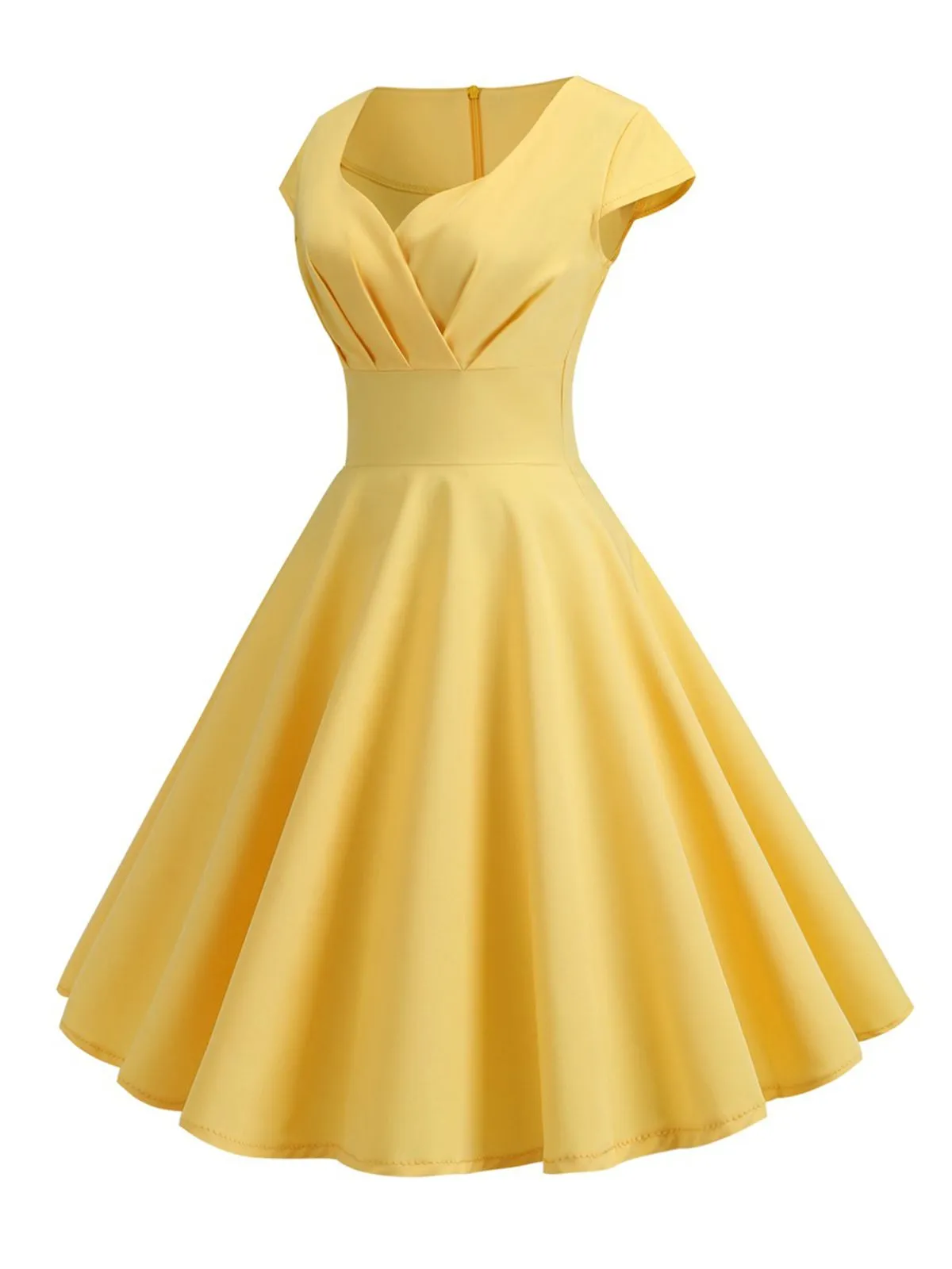 1950s Solid Heart Neck Short Sleeve Dress sold by Retro Stage product image thumbnail 3