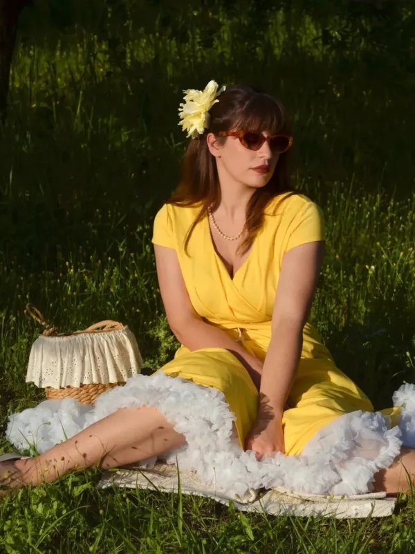 1950s Solid Heart Neck Short Sleeve Dress sold by Retro Stage