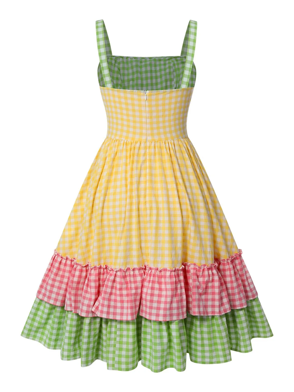 Multicolor 1950s Pure Cotton Straps Plaid Dress sold by Retro Stage product image thumbnail 4