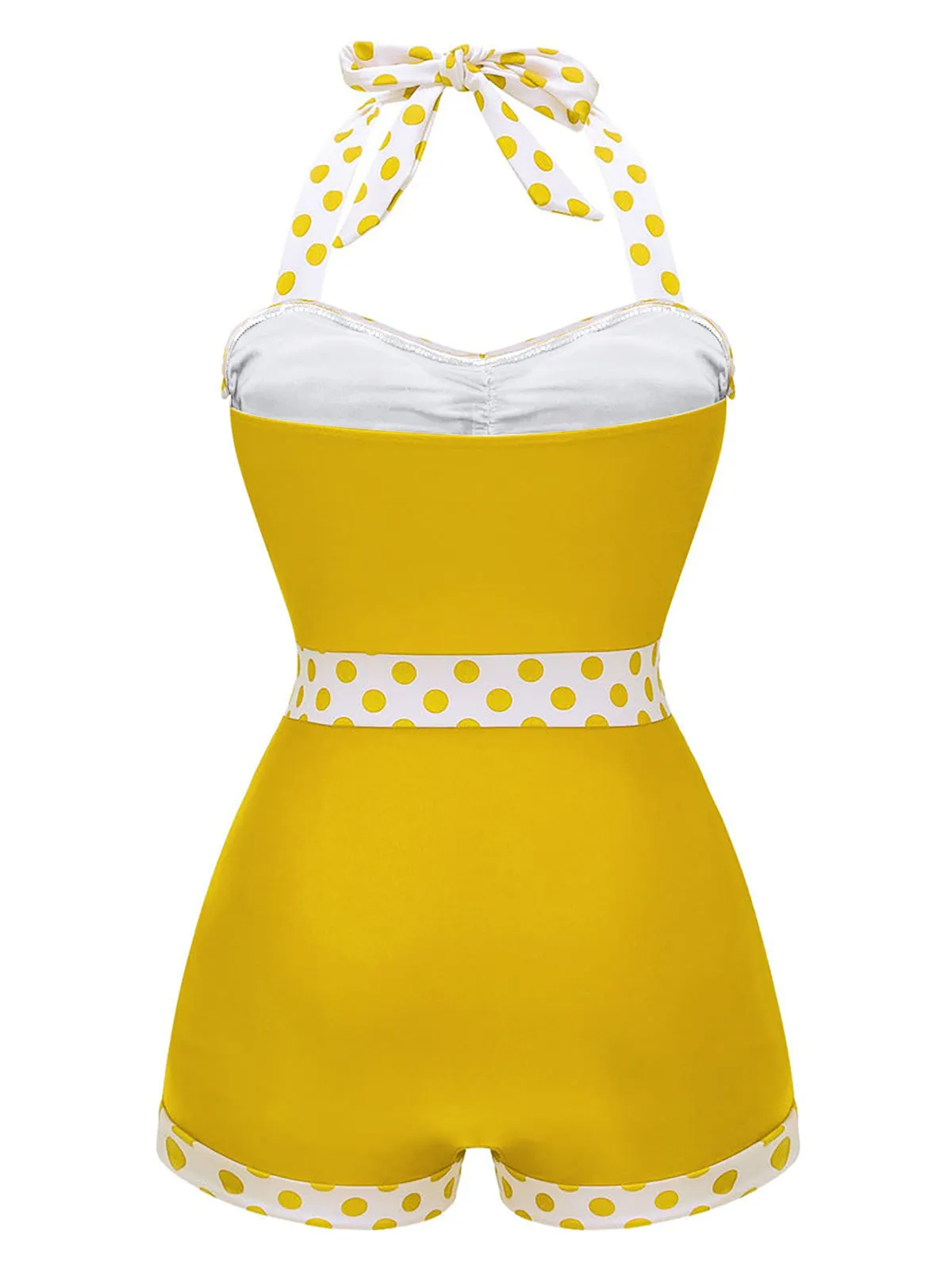 Black 1940s Halter Patchwork One-piece Swimsuit sold by Retro Stage product image thumbnail 4