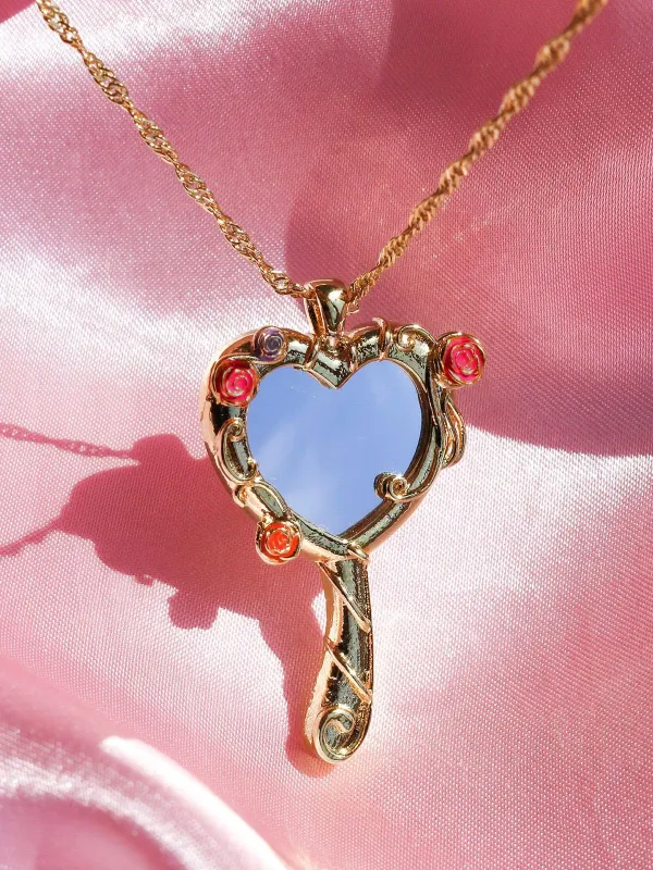 Vintage Alloy Mirror Decoration Necklace sold by Retro Stage
