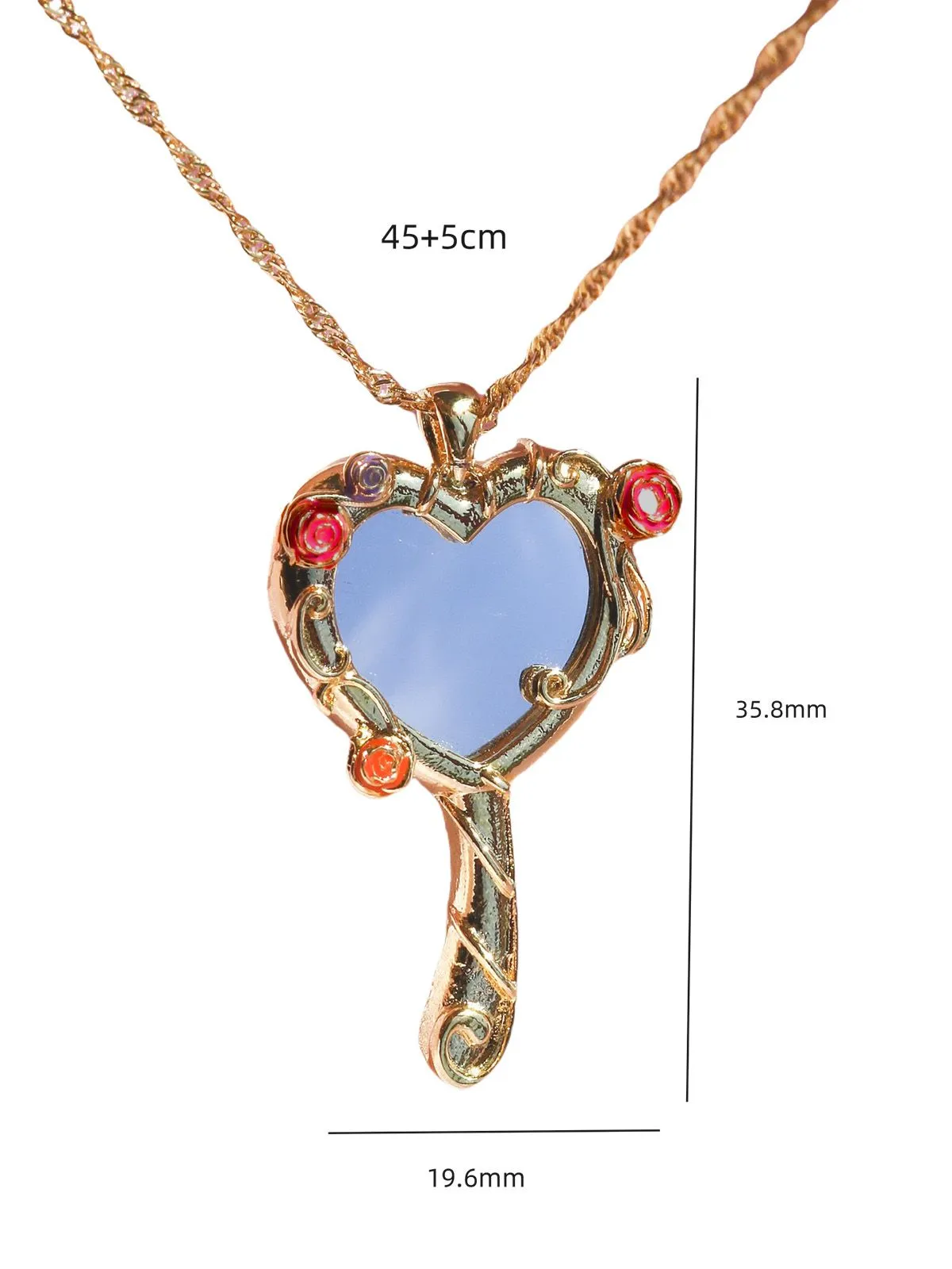 Vintage Alloy Mirror Decoration Necklace sold by Retro Stage product image thumbnail 4