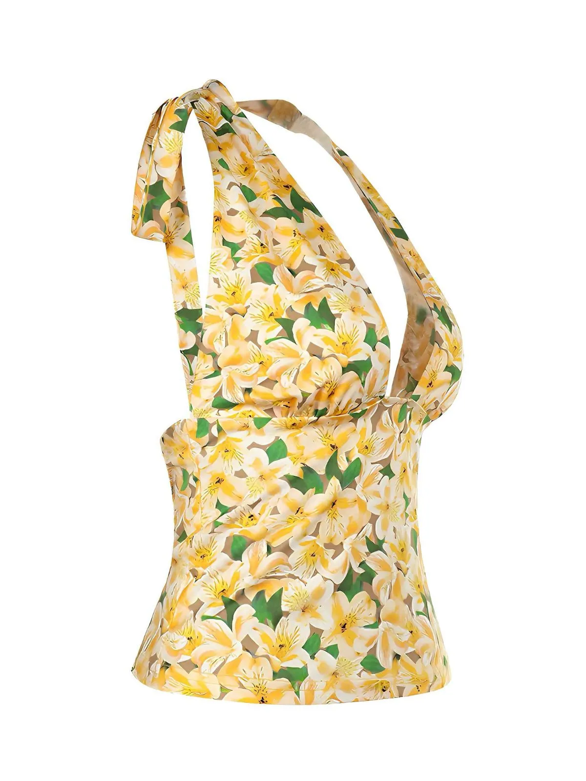 Yellow 1950s Halter Deep V-Neck Lily Top sold by Retro Stage product image thumbnail 2