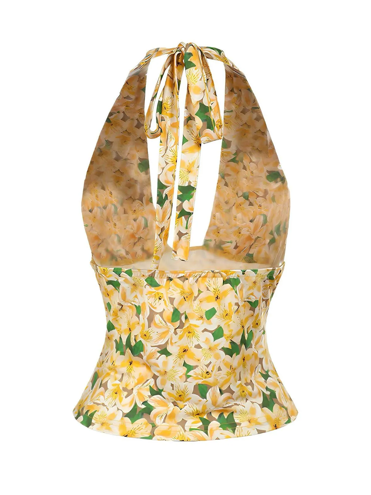 Yellow 1950s Halter Deep V-Neck Lily Top sold by Retro Stage product image thumbnail 3