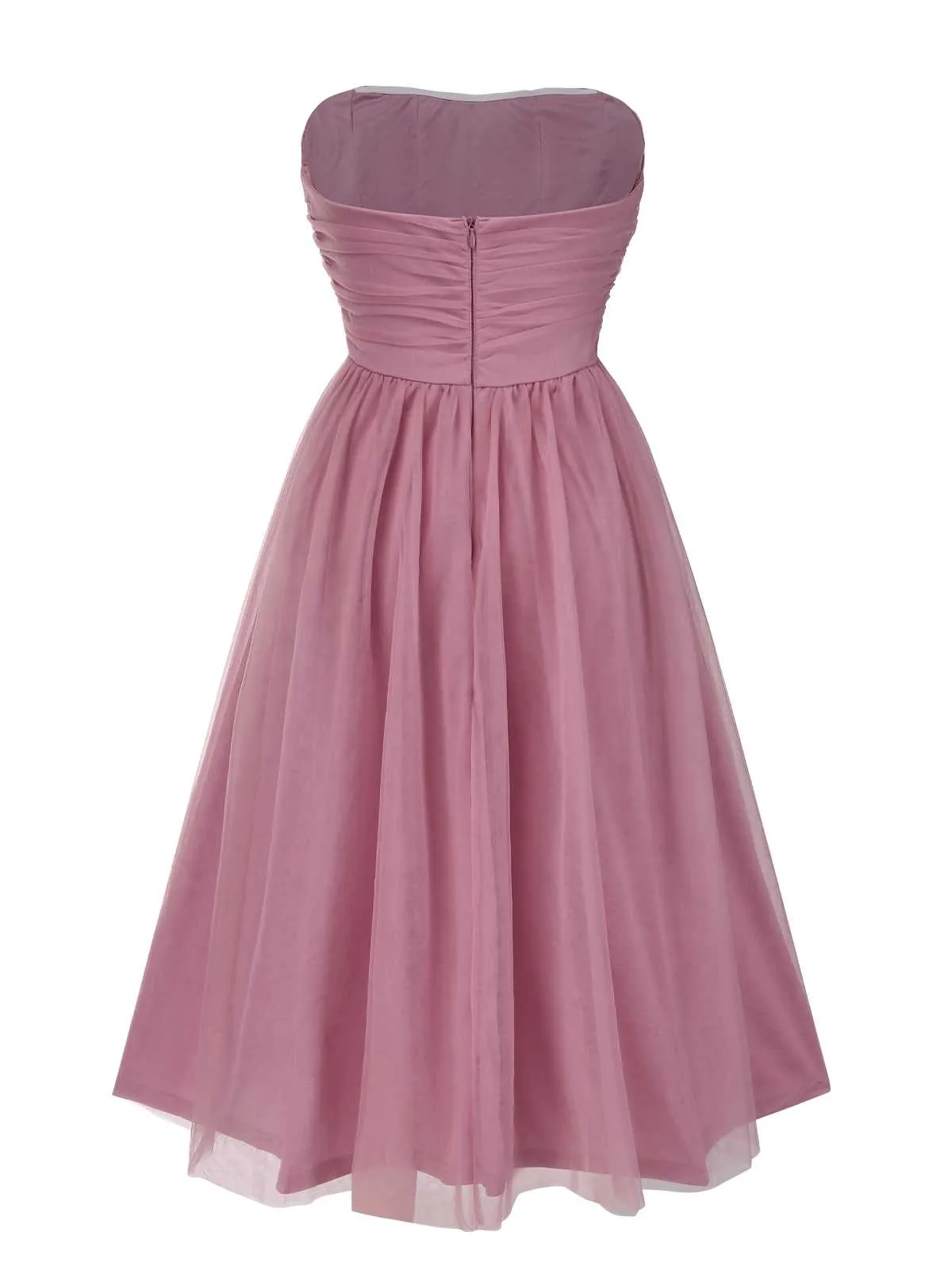 1950s Strapless Ruched Mesh Sleeveless Dress sold by Retro Stage product image thumbnail 2