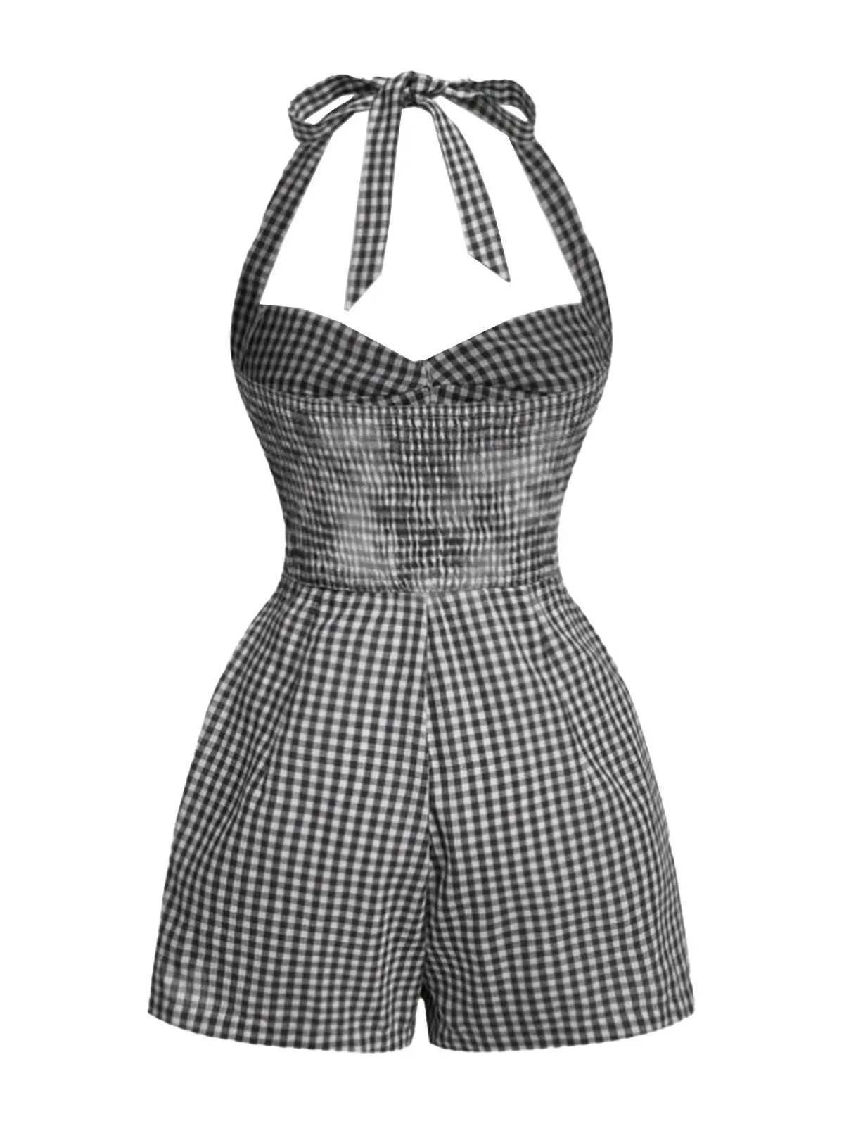 1950s Halter Gingham Plaids Bow Romper sold by Retro Stage product image thumbnail 2