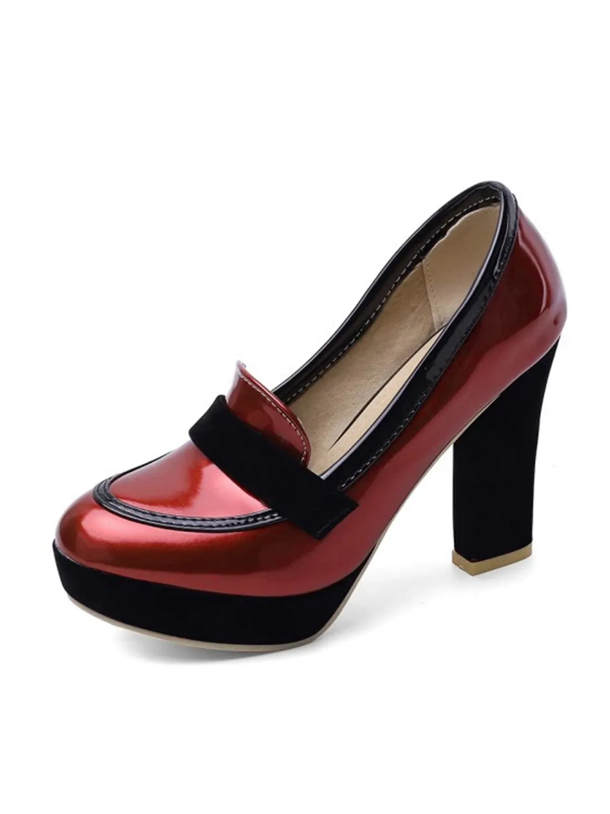 Vintage Round Toe Colorblock High Heels sold by Retro Stage product image thumbnail 4