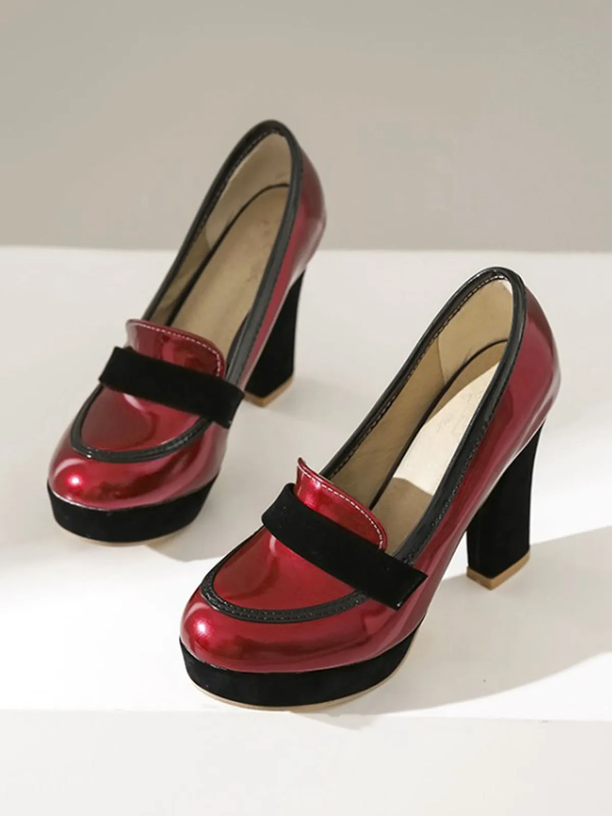 Vintage Round Toe Colorblock High Heels sold by Retro Stage product image thumbnail 5
