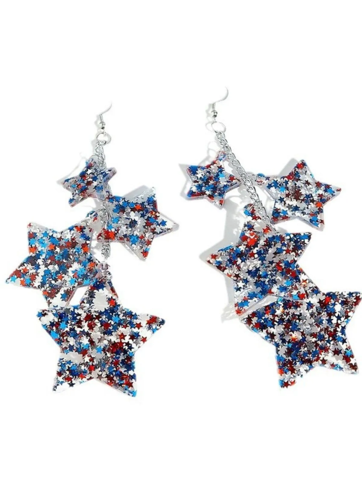 Red White Blue Stars Dangle Earrings sold by Retro Stage