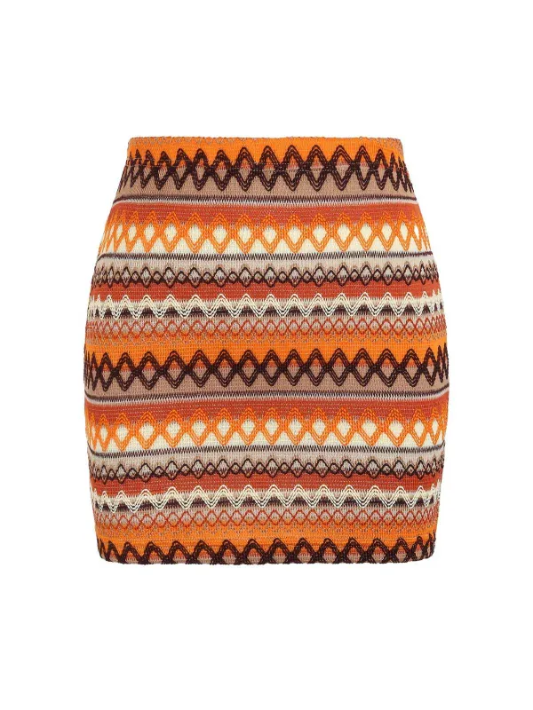 Multicolor 1970s Zigzag Knit Mini Skirt sold by Retro Stage