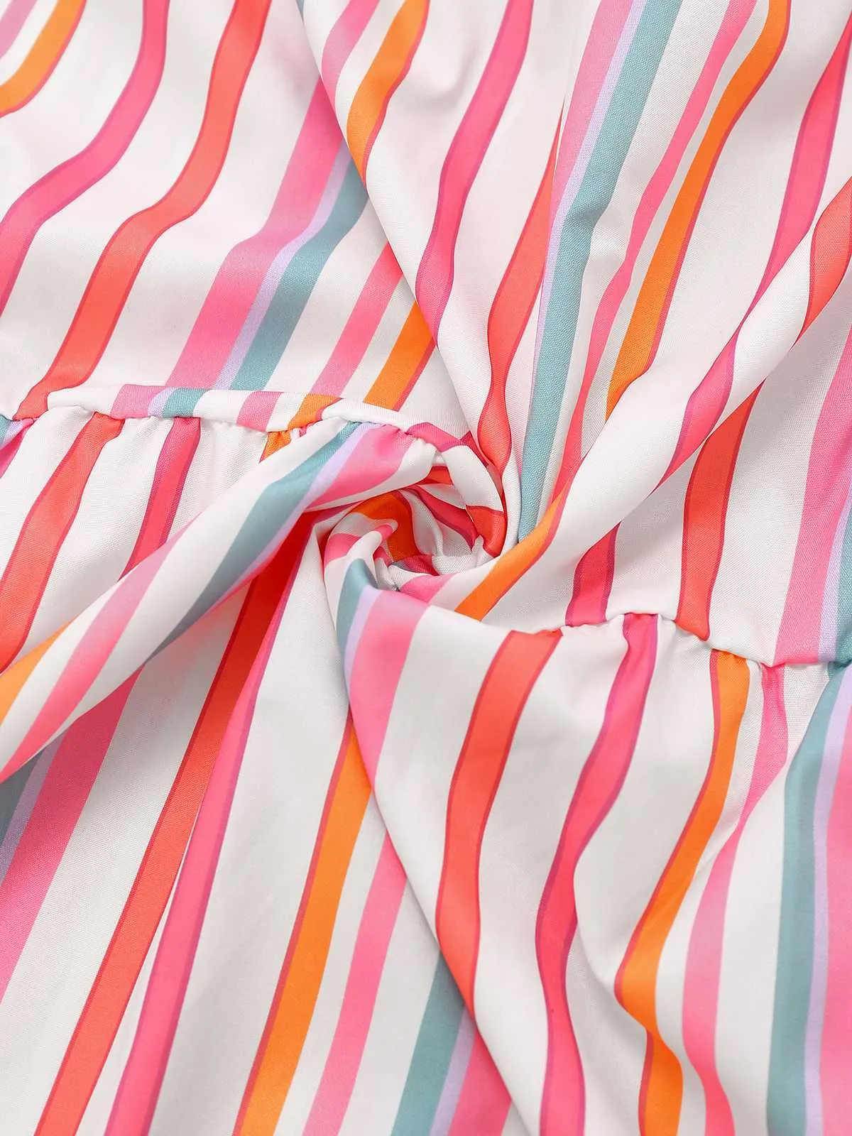 1970s Spaghetti Strap Rainbow Stripes Tiered Dress sold by Retro Stage product image thumbnail 3