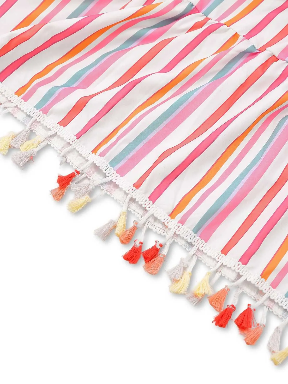 1970s Spaghetti Strap Rainbow Stripes Tiered Dress sold by Retro Stage product image thumbnail 4