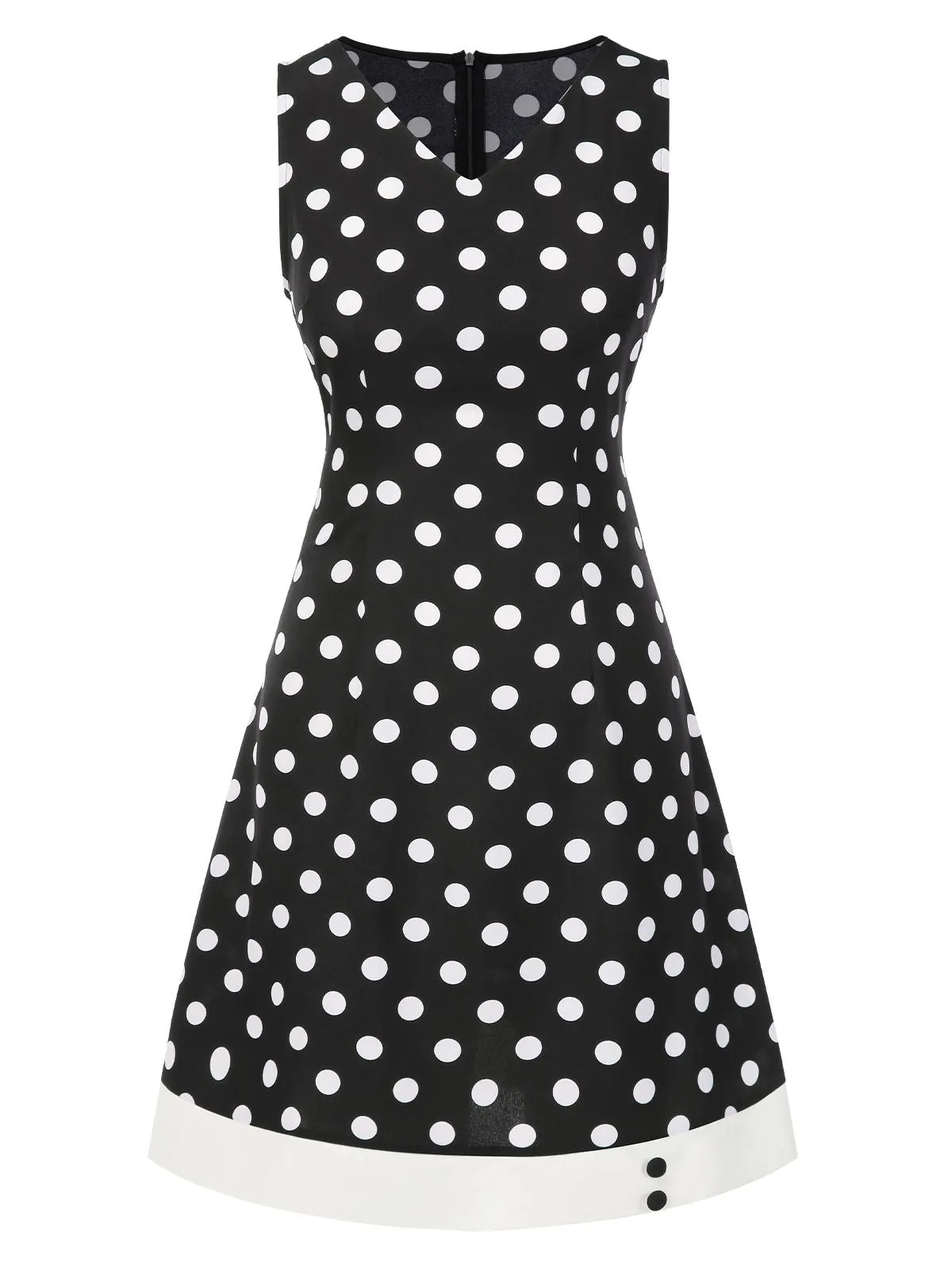 Black 1960s Polka Dot V-Neck Dress sold by Retro Stage product image thumbnail 2