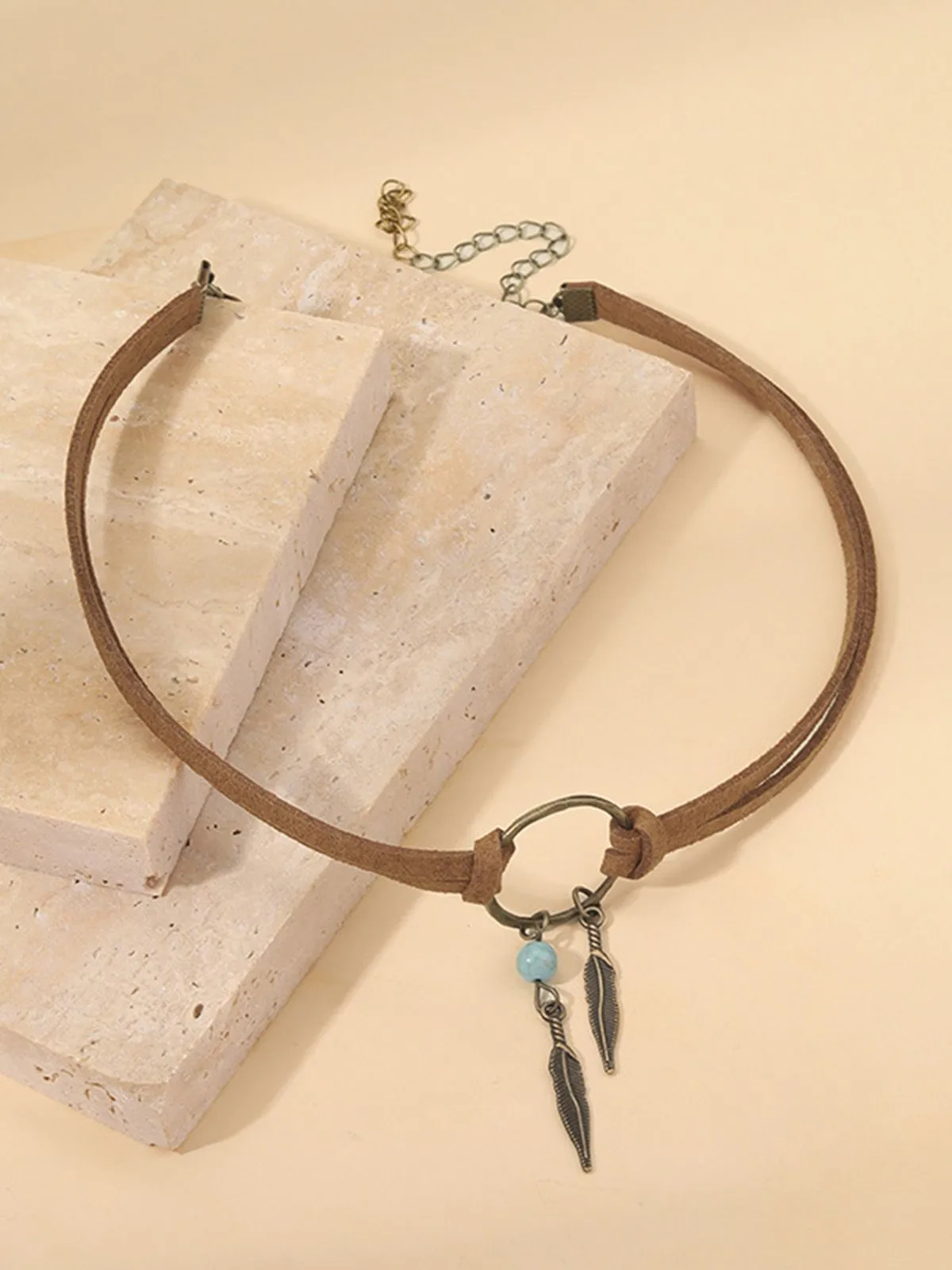 Leather Choker & Feather Dreamcatcher Tassel Earrings Set sold by Retro Stage product image thumbnail 2