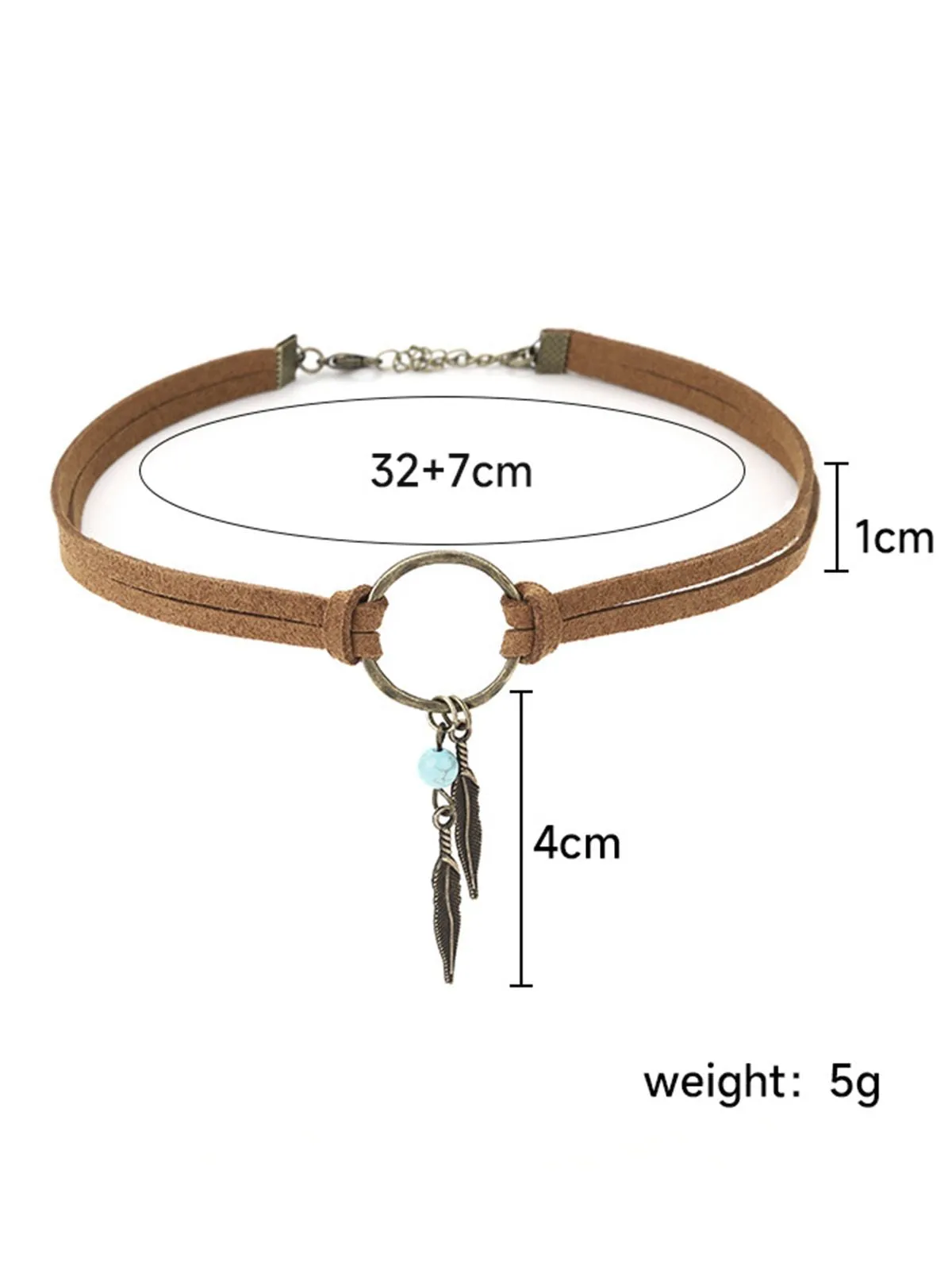 Leather Choker & Feather Dreamcatcher Tassel Earrings Set sold by Retro Stage product image thumbnail 5