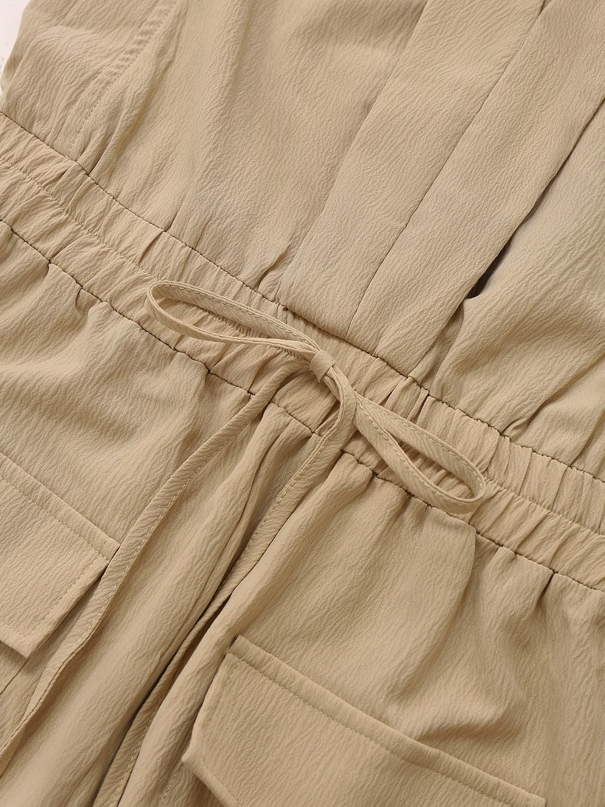 Khaki 1930s V-Neck Pocket Solid Romper sold by Retro Stage product image thumbnail 4