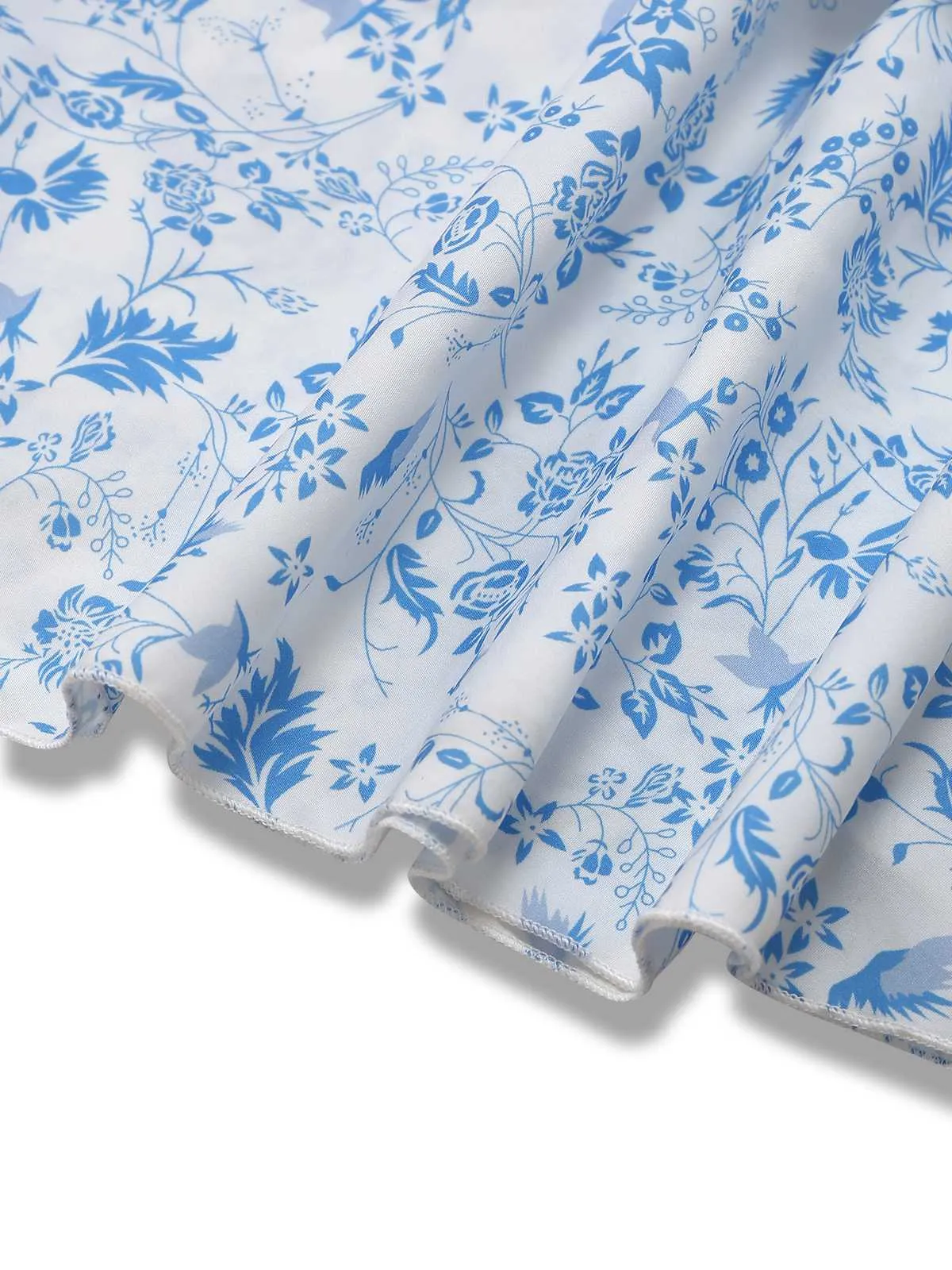 Blue 1970s Spaghetti Strap Floral Tiered Dress sold by Retro Stage product image thumbnail 4