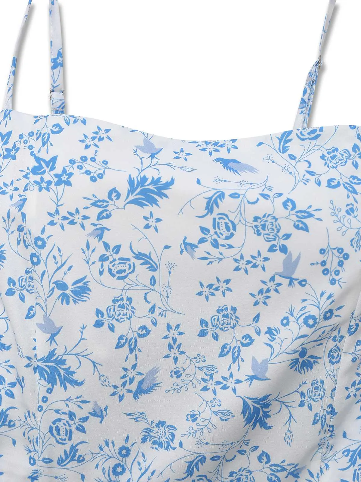 Blue 1970s Spaghetti Strap Floral Tiered Dress sold by Retro Stage product image thumbnail 3