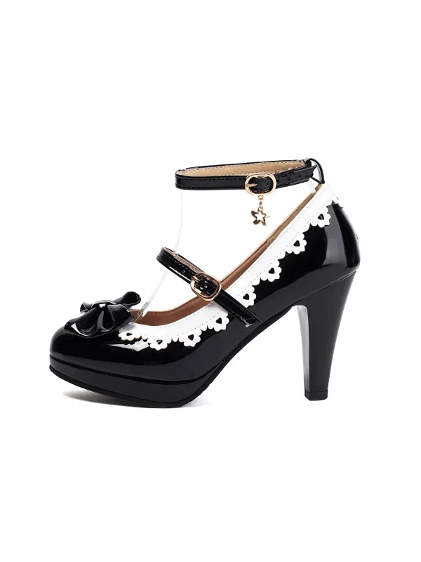 Vintage Bow Colorblock Buckle Mary Jane Shoes sold by Retro Stage