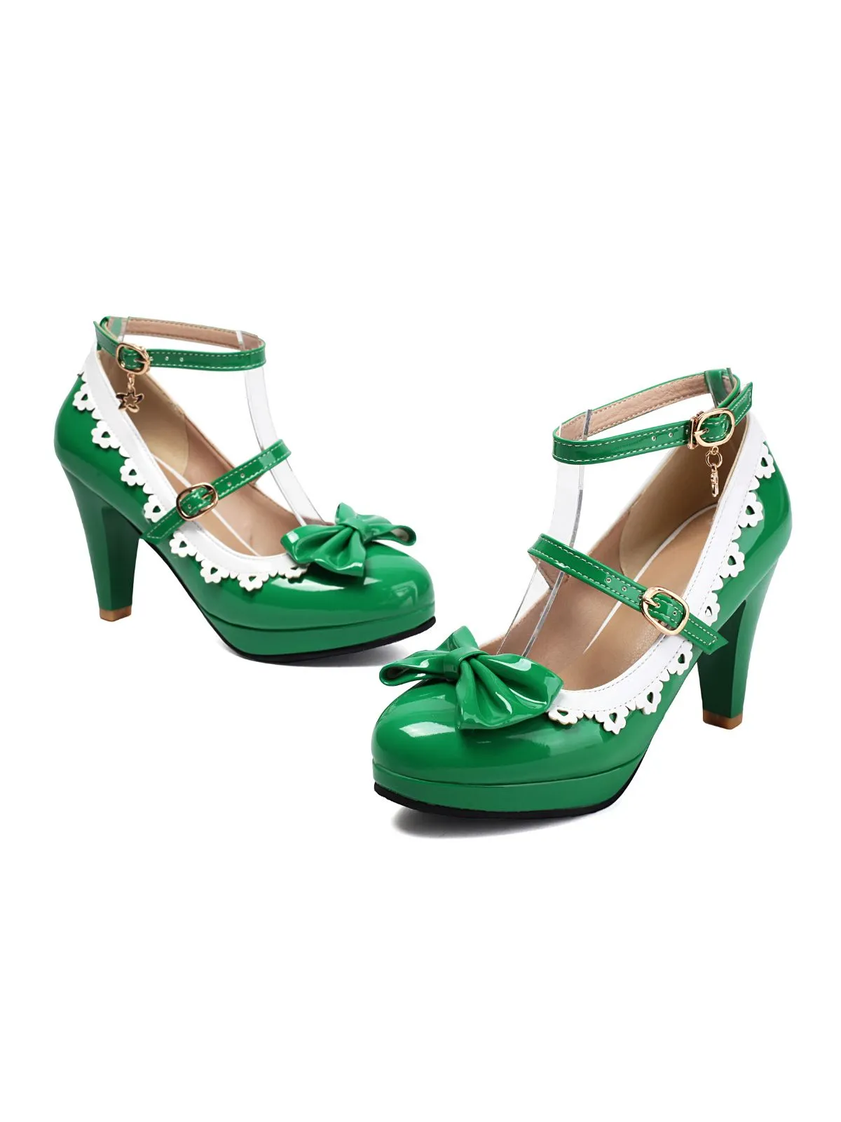 Vintage Bow Colorblock Buckle Mary Jane Shoes sold by Retro Stage product image thumbnail 5