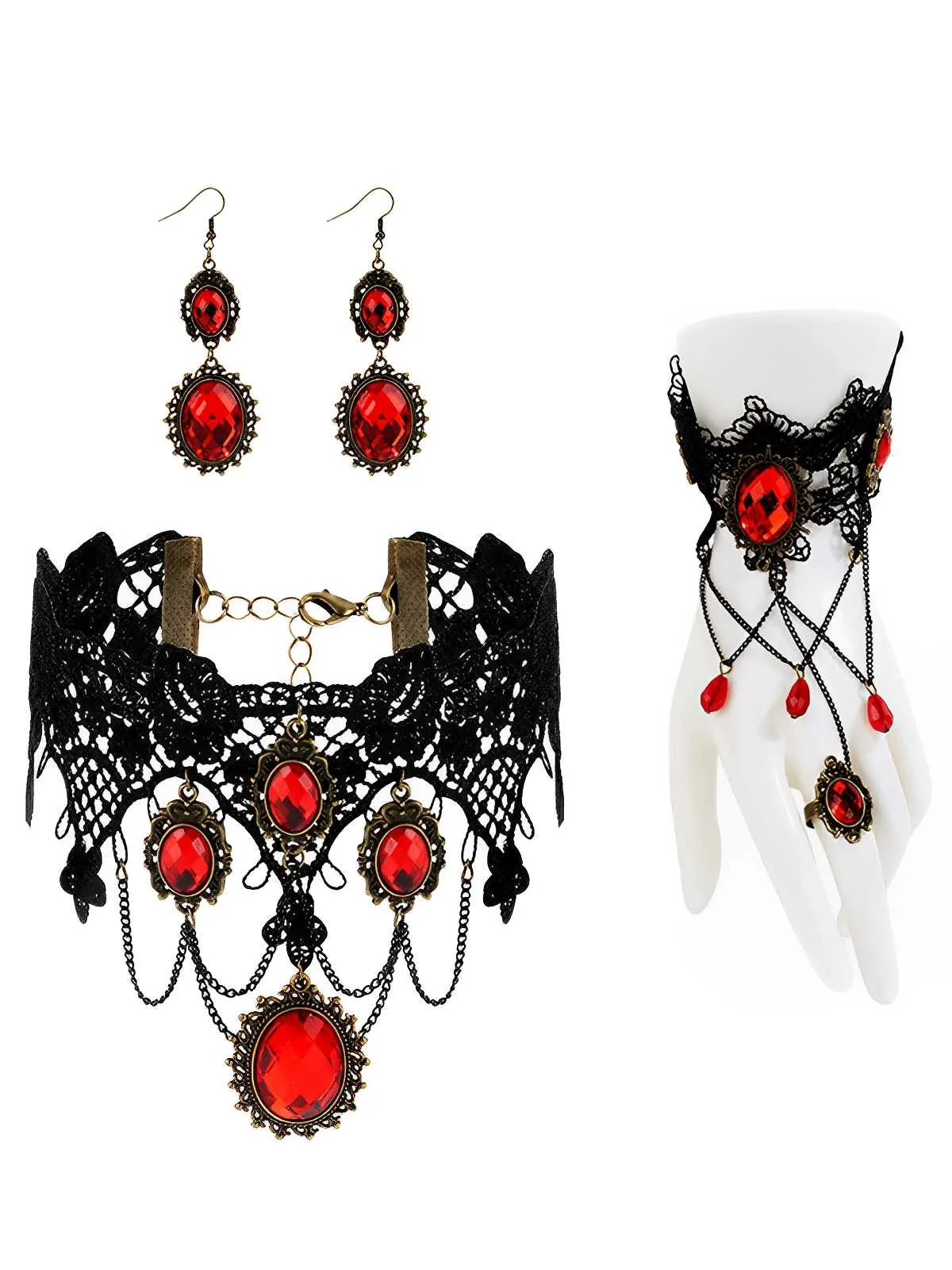 Vintage Lace Crystal Gothic Jewelry Set sold by Retro Stage