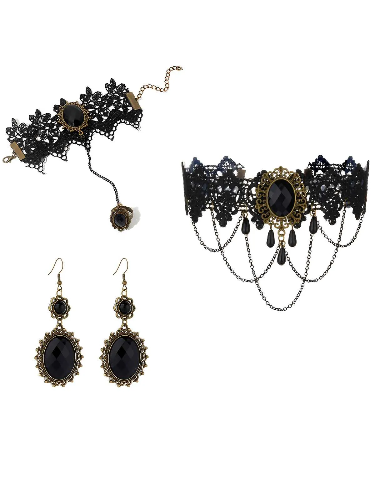 Vintage Lace Crystal Gothic Jewelry Set sold by Retro Stage product image thumbnail 4