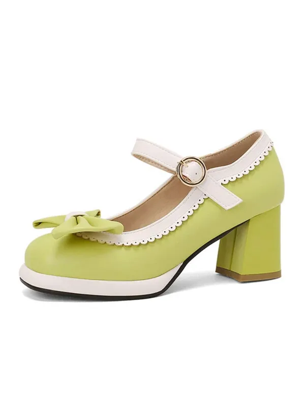 Vintage Contrast Bow Mary Jane High Heels sold by Retro Stage